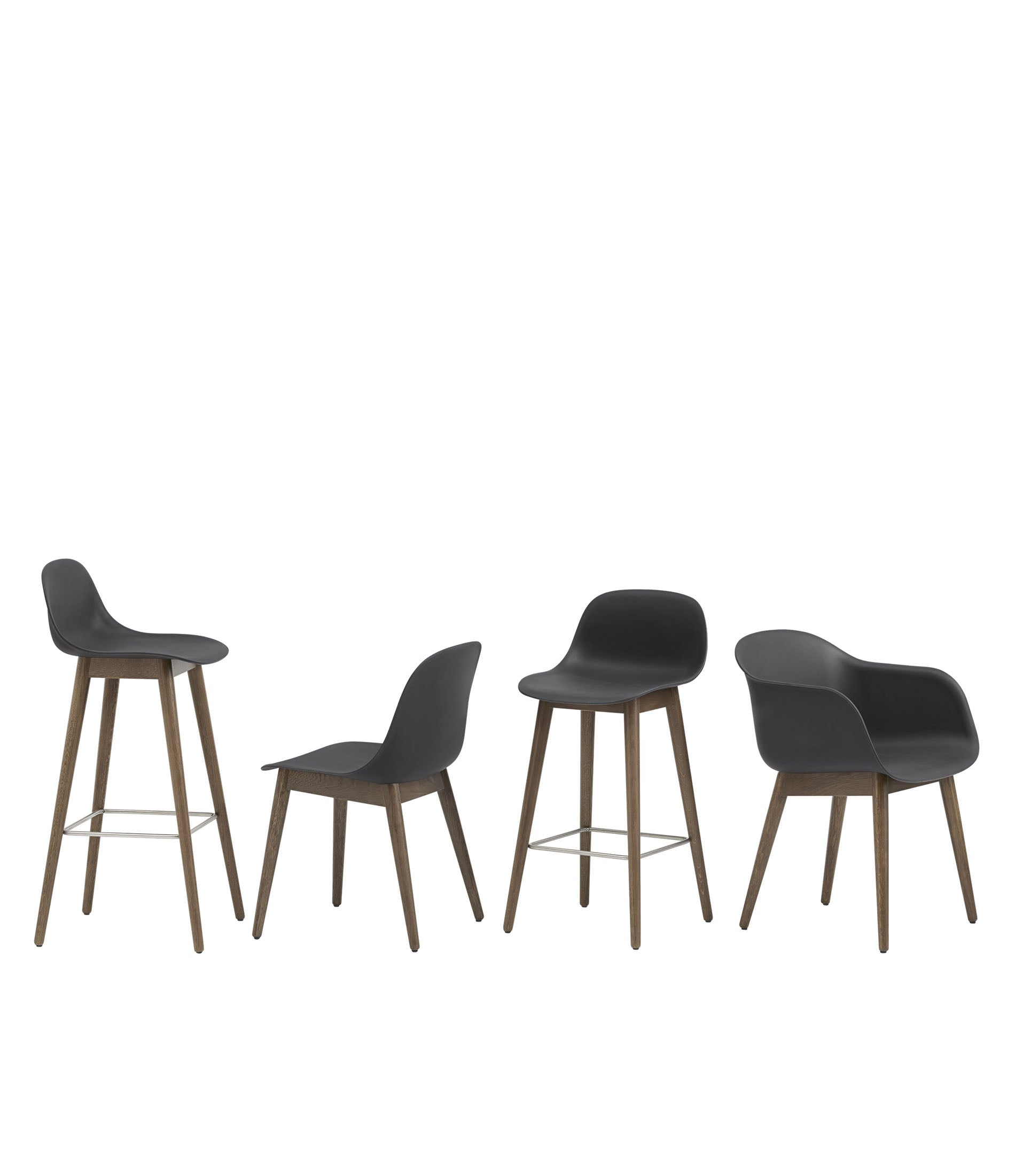 Fiber扶手椅 - 木质底座