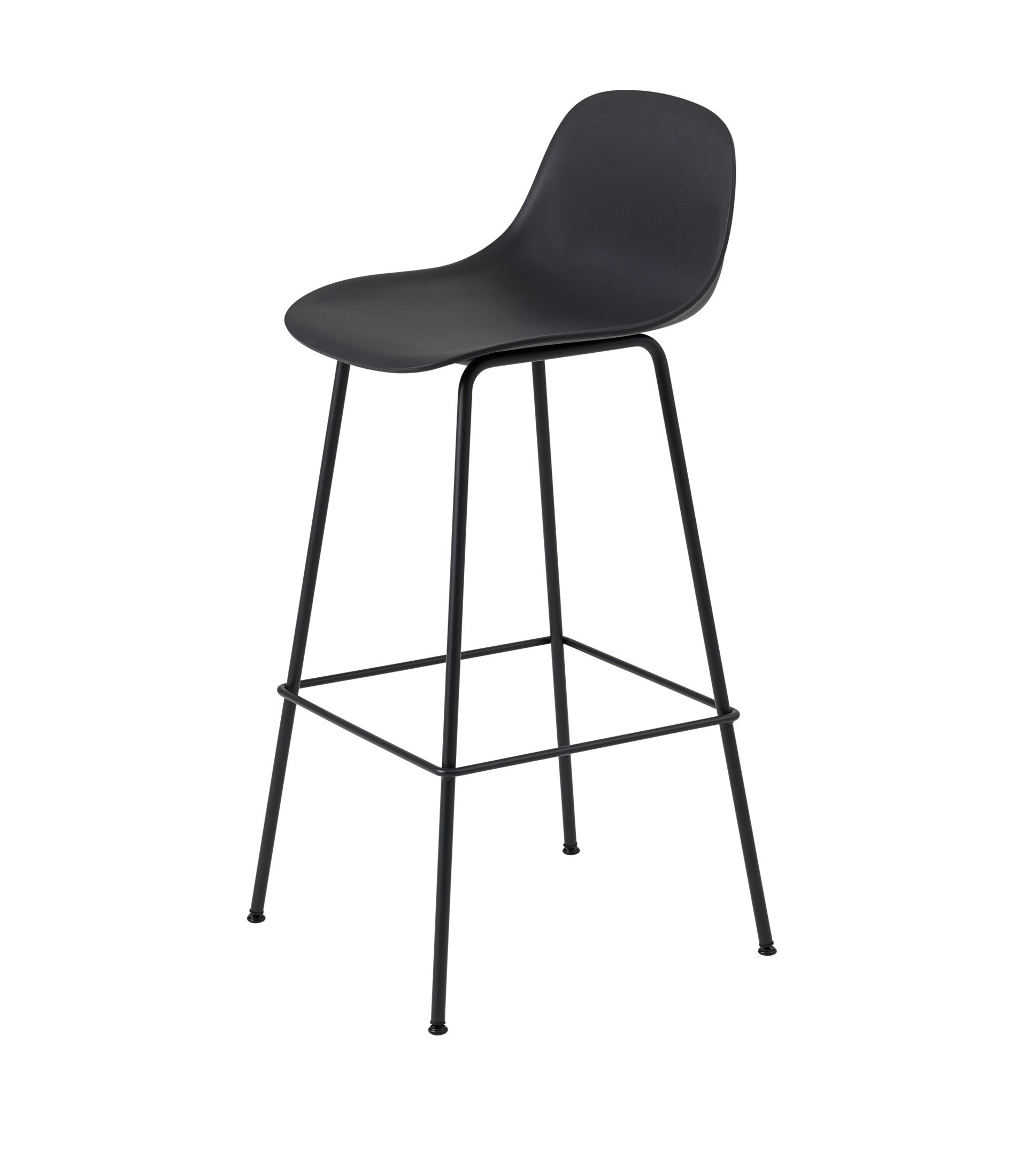 Fiber Bar Stool with Backrest - Tube Base