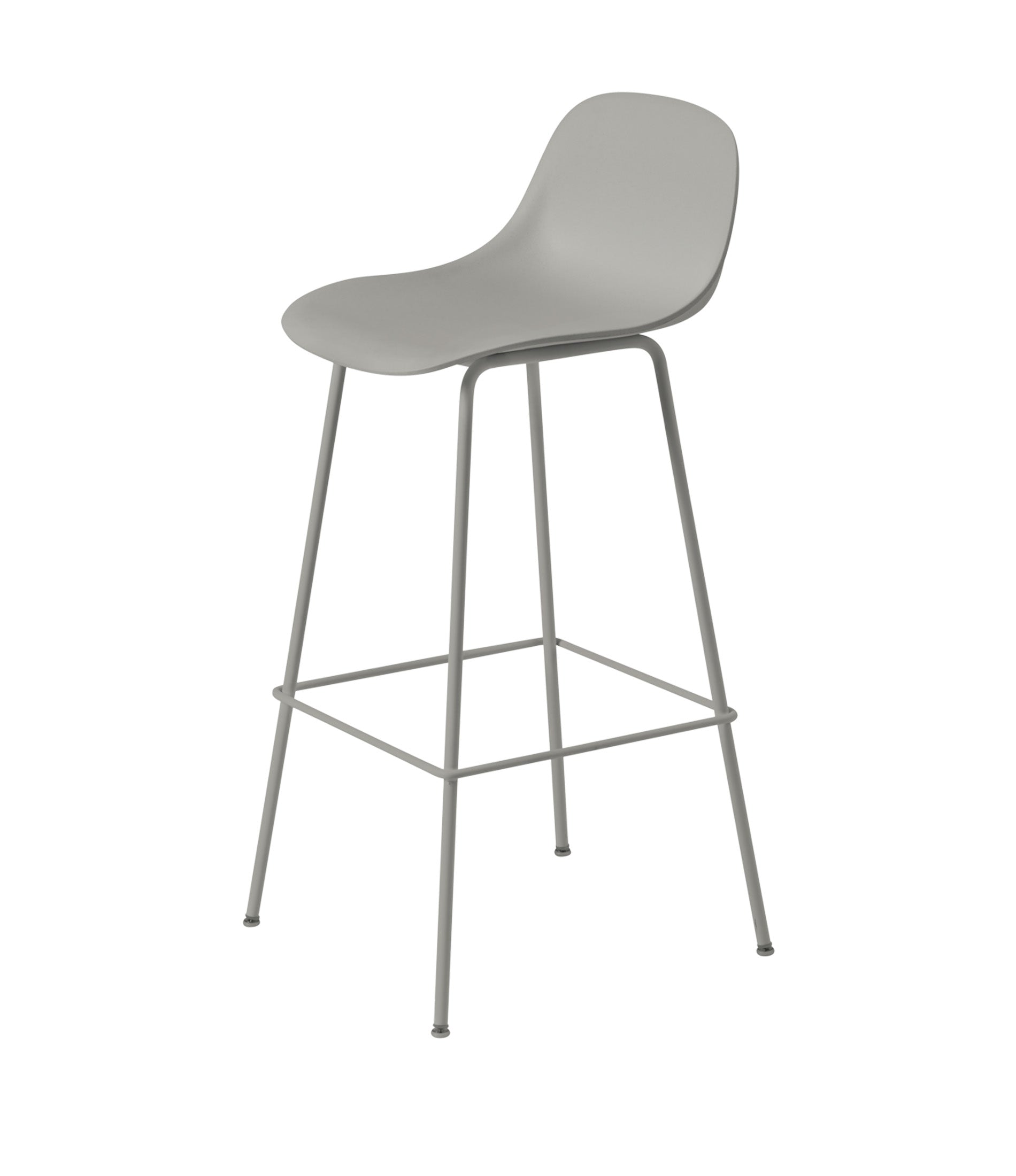 Fiber Bar Stool with Backrest - Tube Base