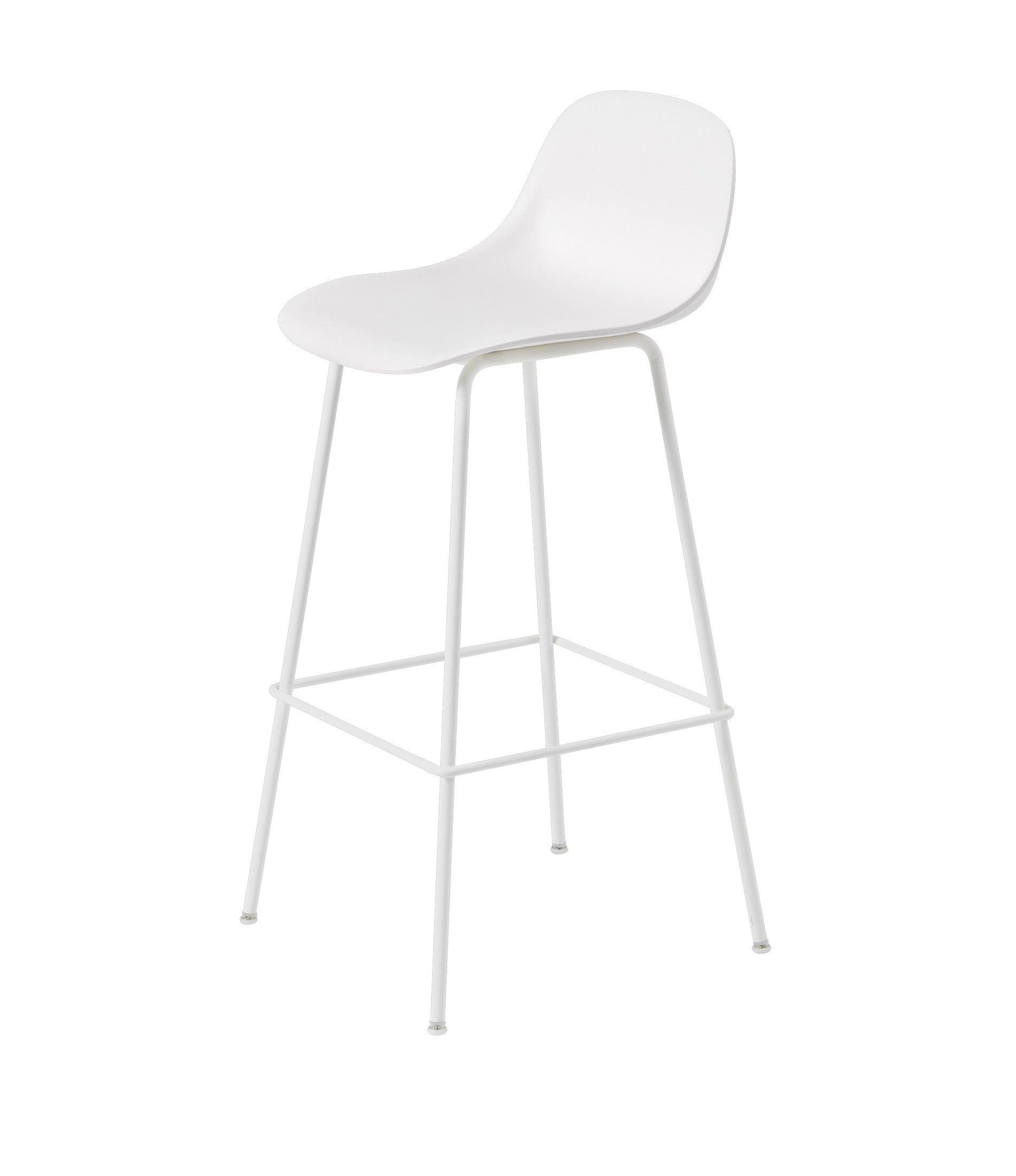 Fiber Bar Stool with Backrest - Tube Base