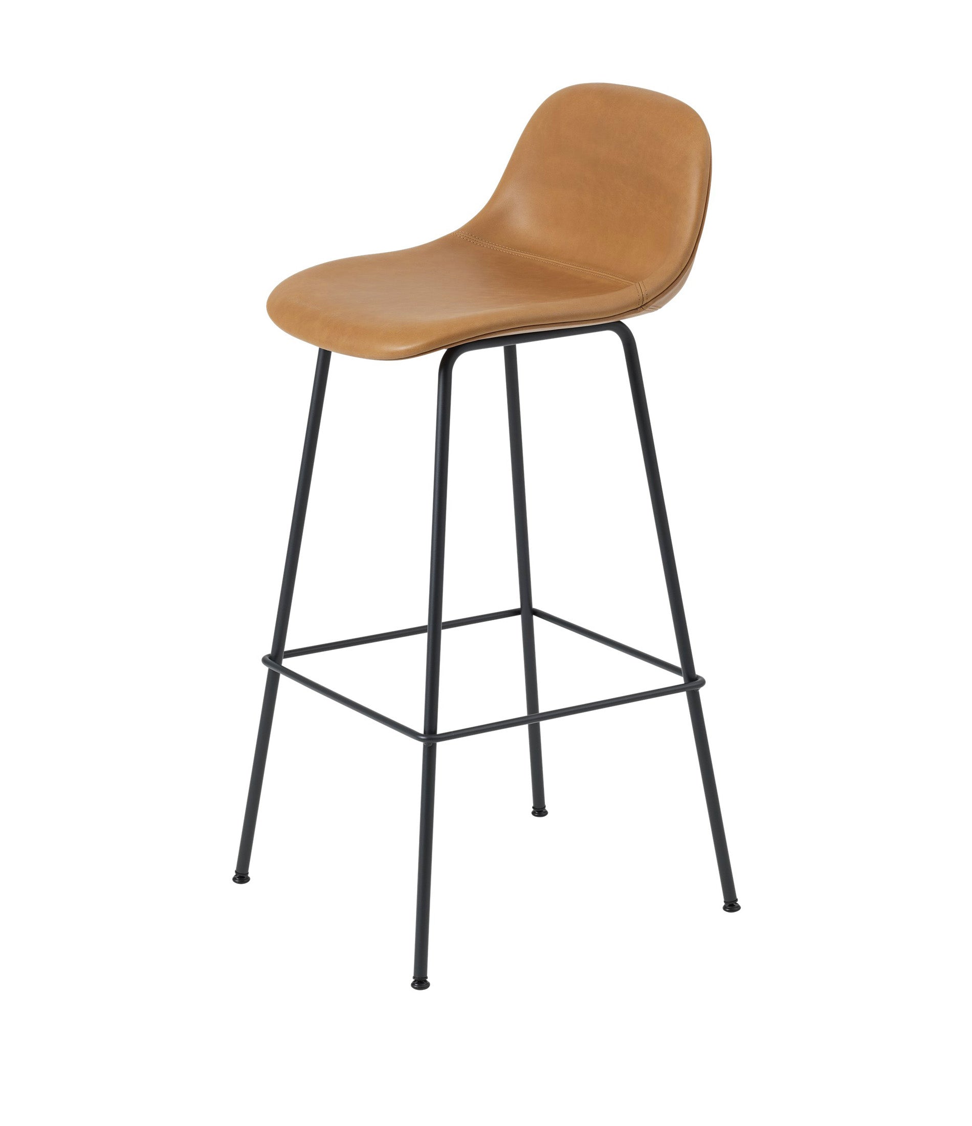 Fiber Bar Stool with Backrest - Tube Base