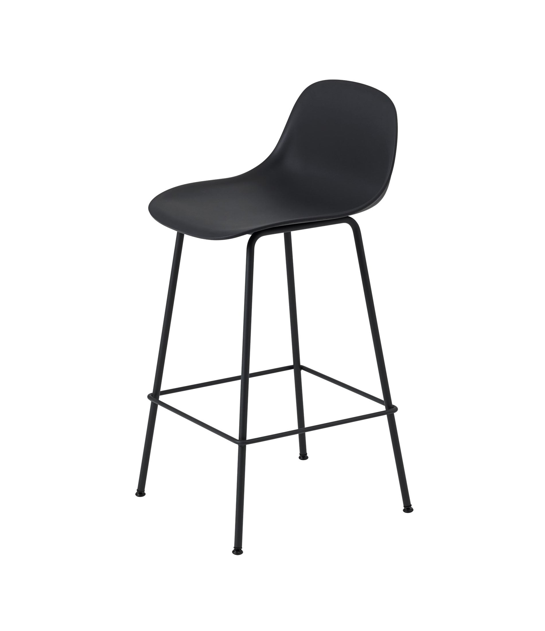 Fiber Counter Stool with Backrest - Tube Base