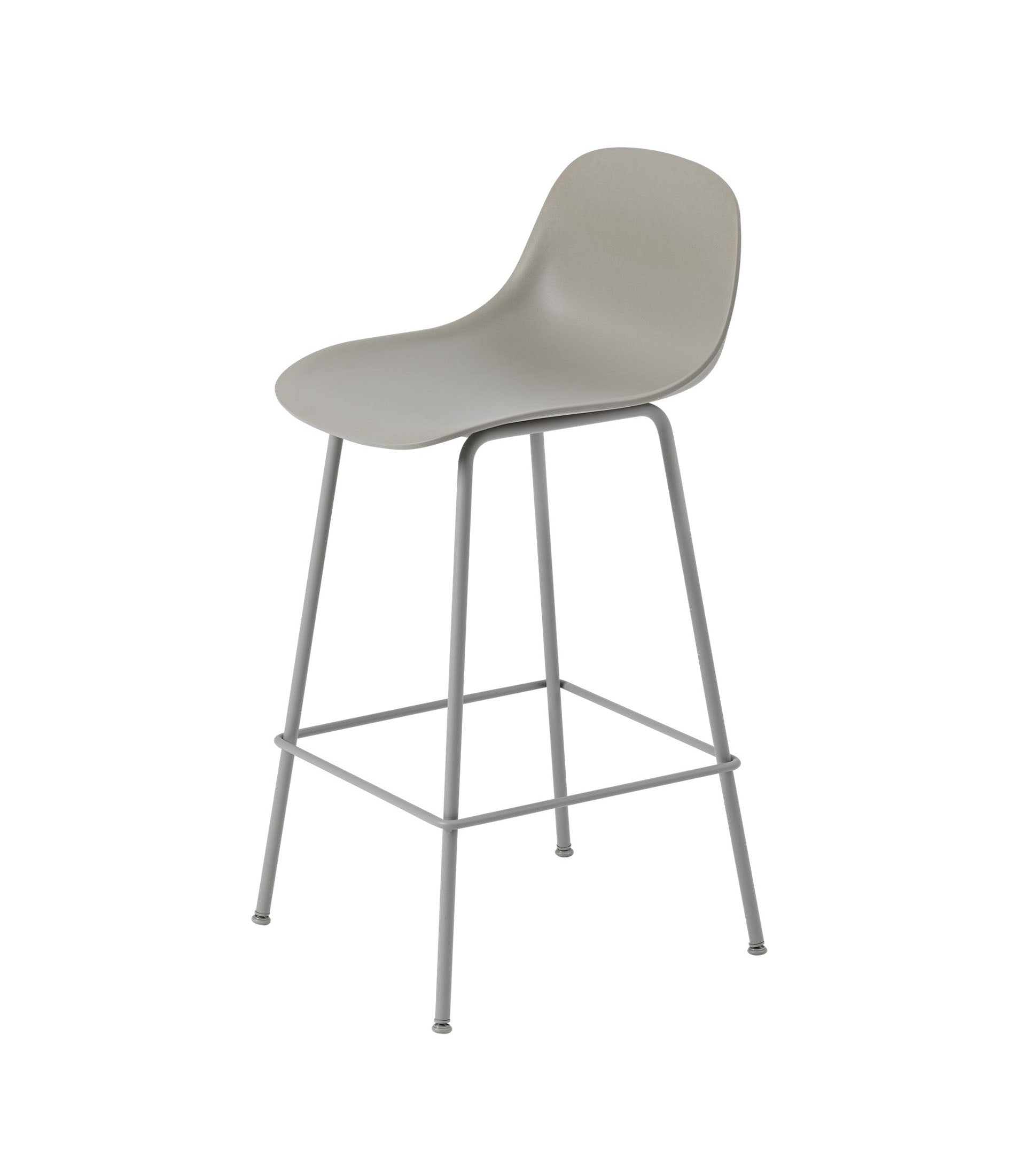 Fiber Counter Stool with Backrest - Tube Base