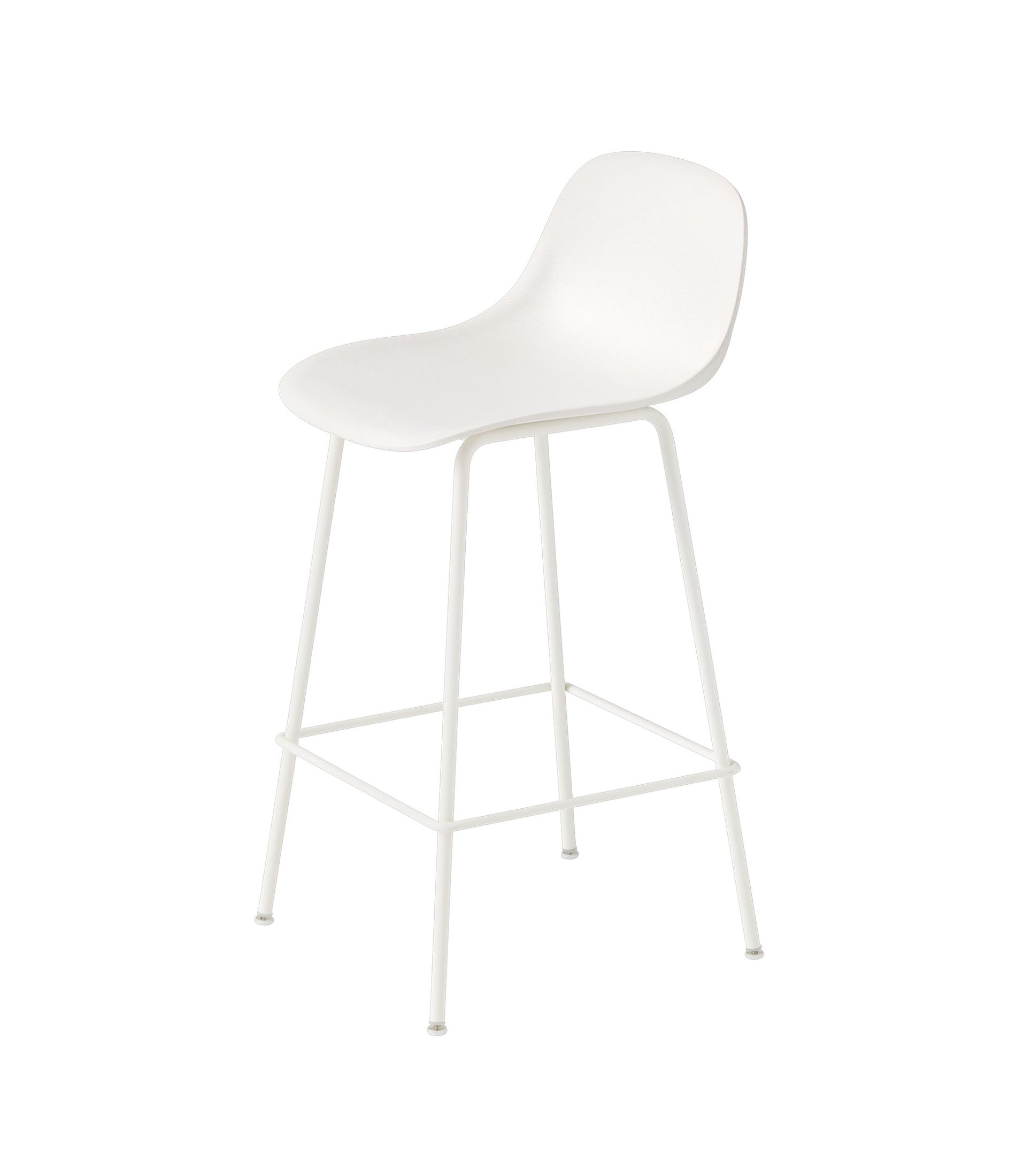 Fiber Counter Stool with Backrest - Tube Base