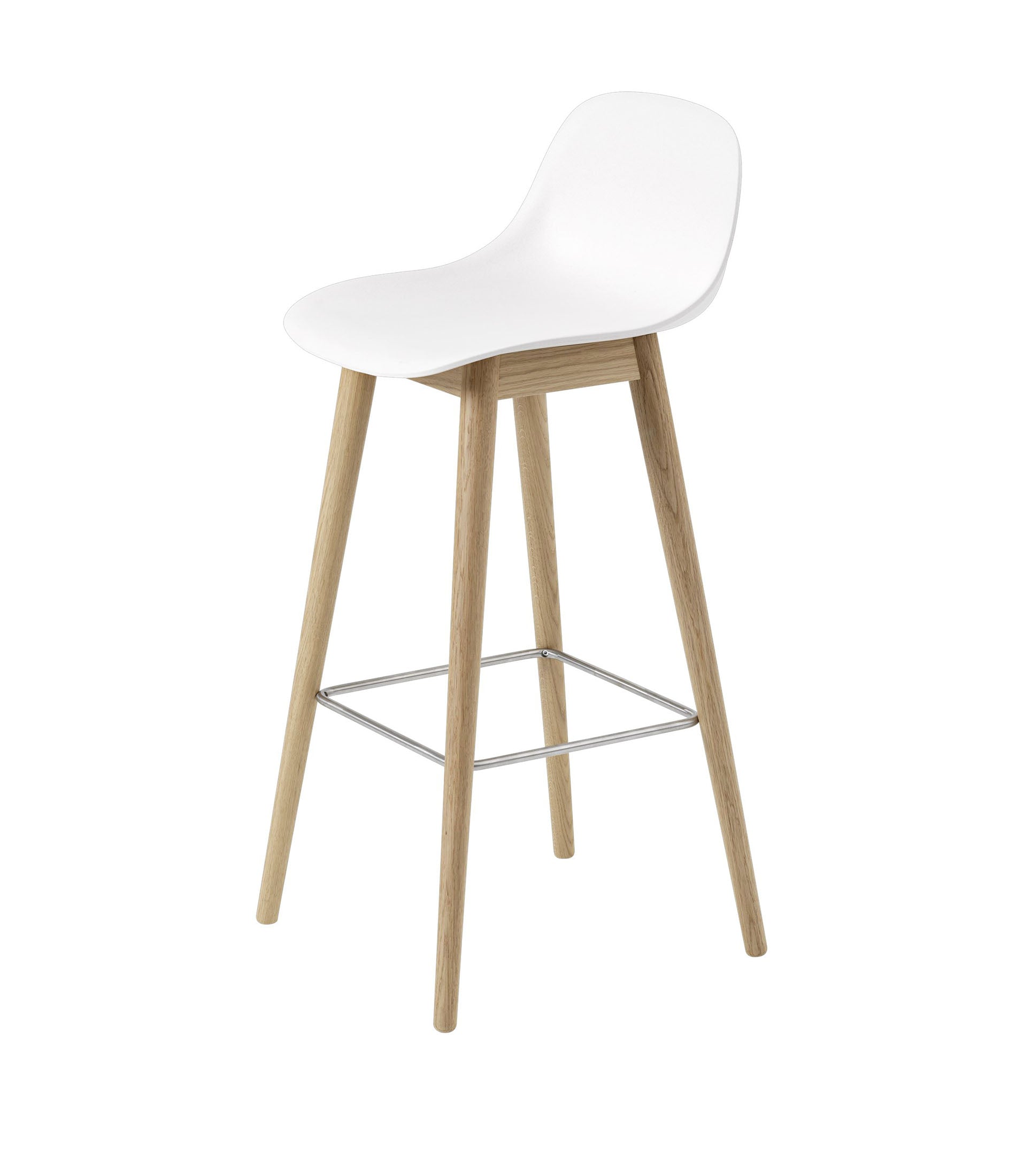Fiber Bar Stool with Backrest - Wood Base