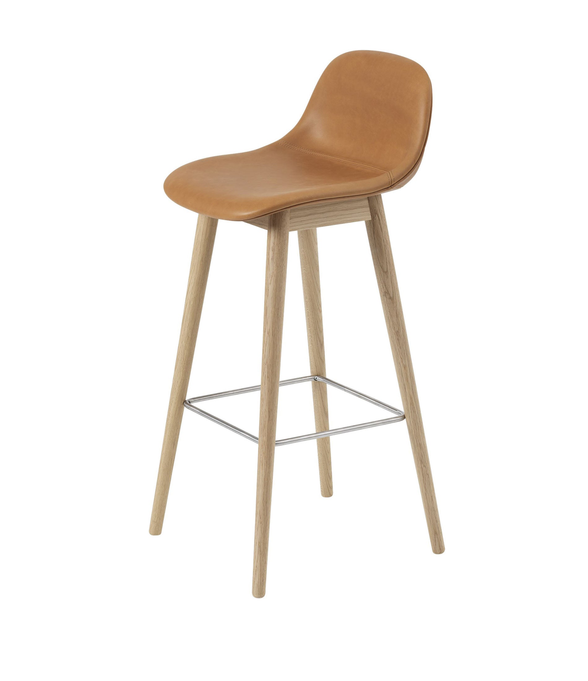 Fiber Bar Stool with Backrest - Wood Base