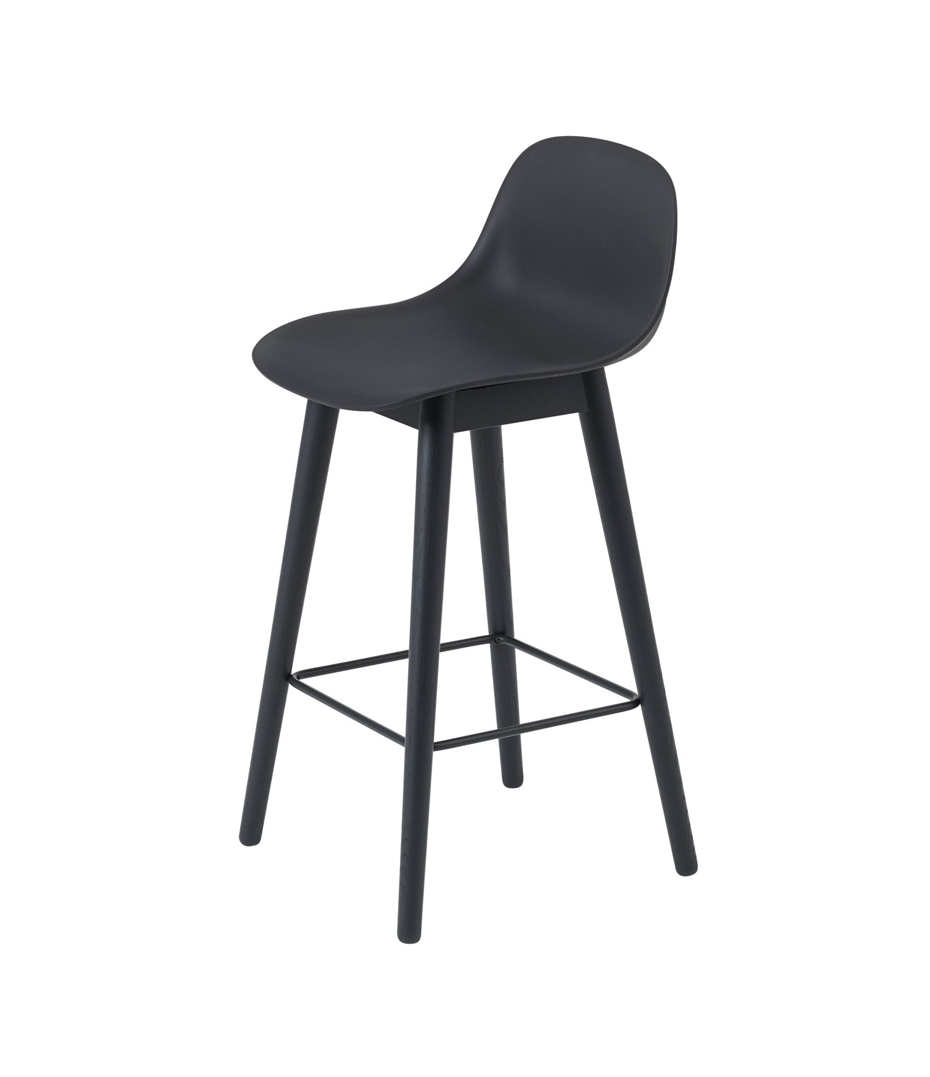 Fiber Counter Stool with Backrest - Wood Base