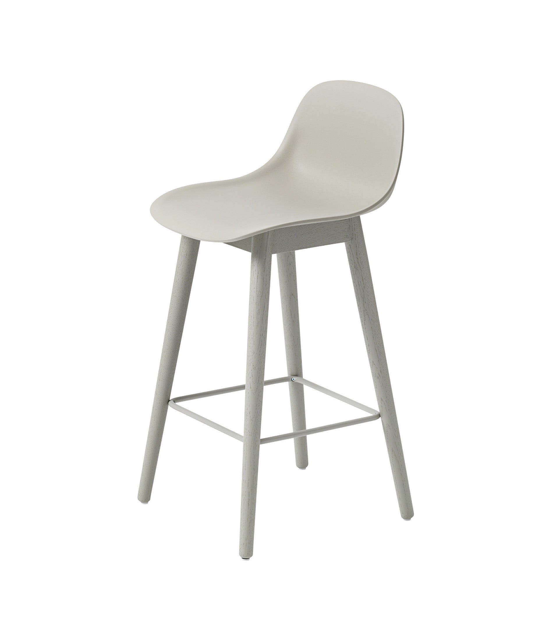 Fiber Counter Stool with Backrest - Wood Base