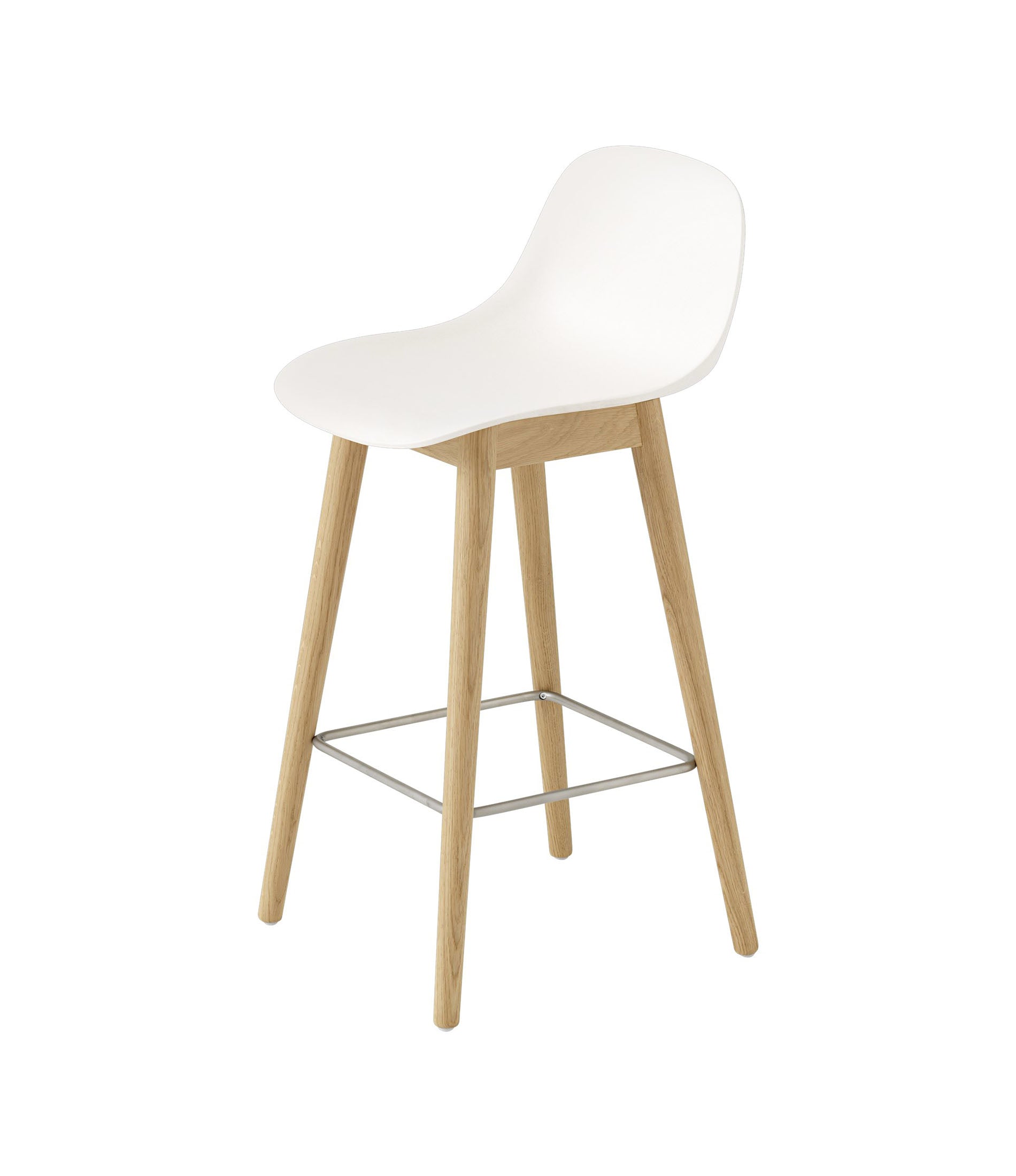 Fiber Counter Stool with Backrest - Wood Base