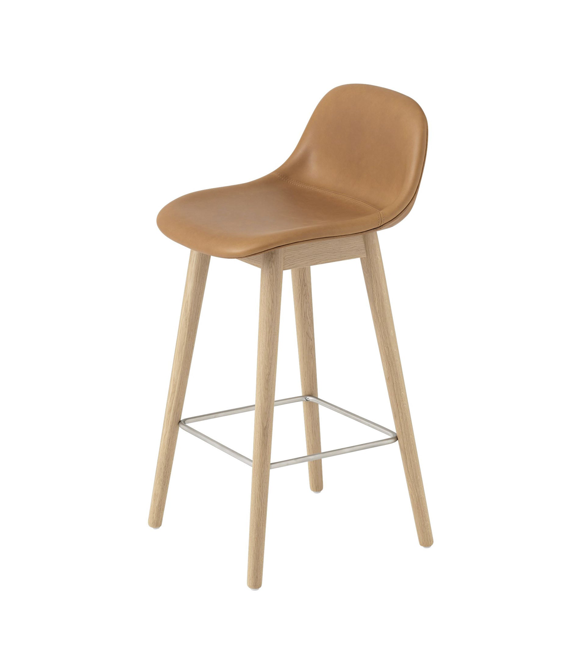 Fiber Counter Stool with Backrest - Wood Base