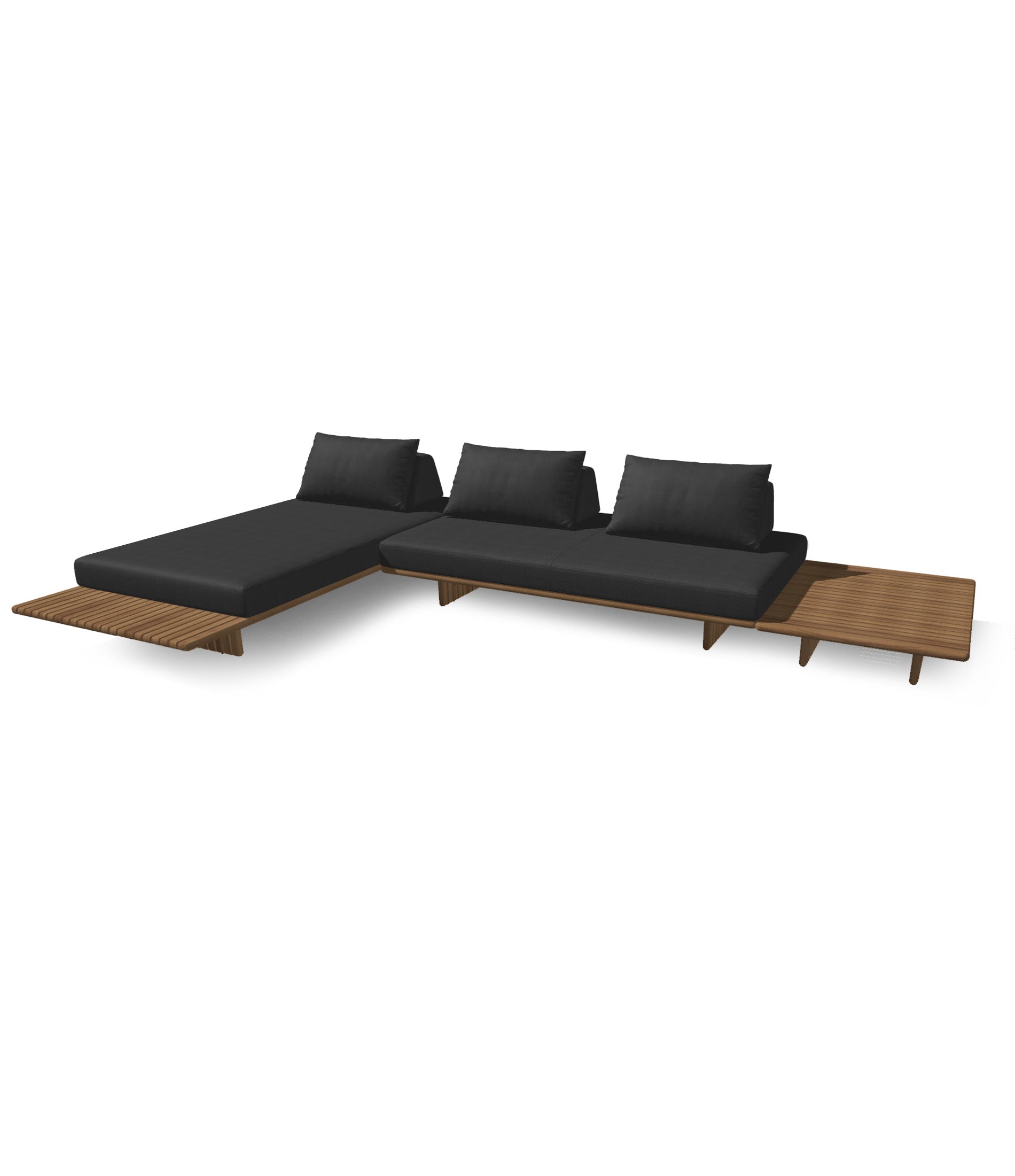 Deck 3 Piece Sectional With Teak Coffee Table Configuration