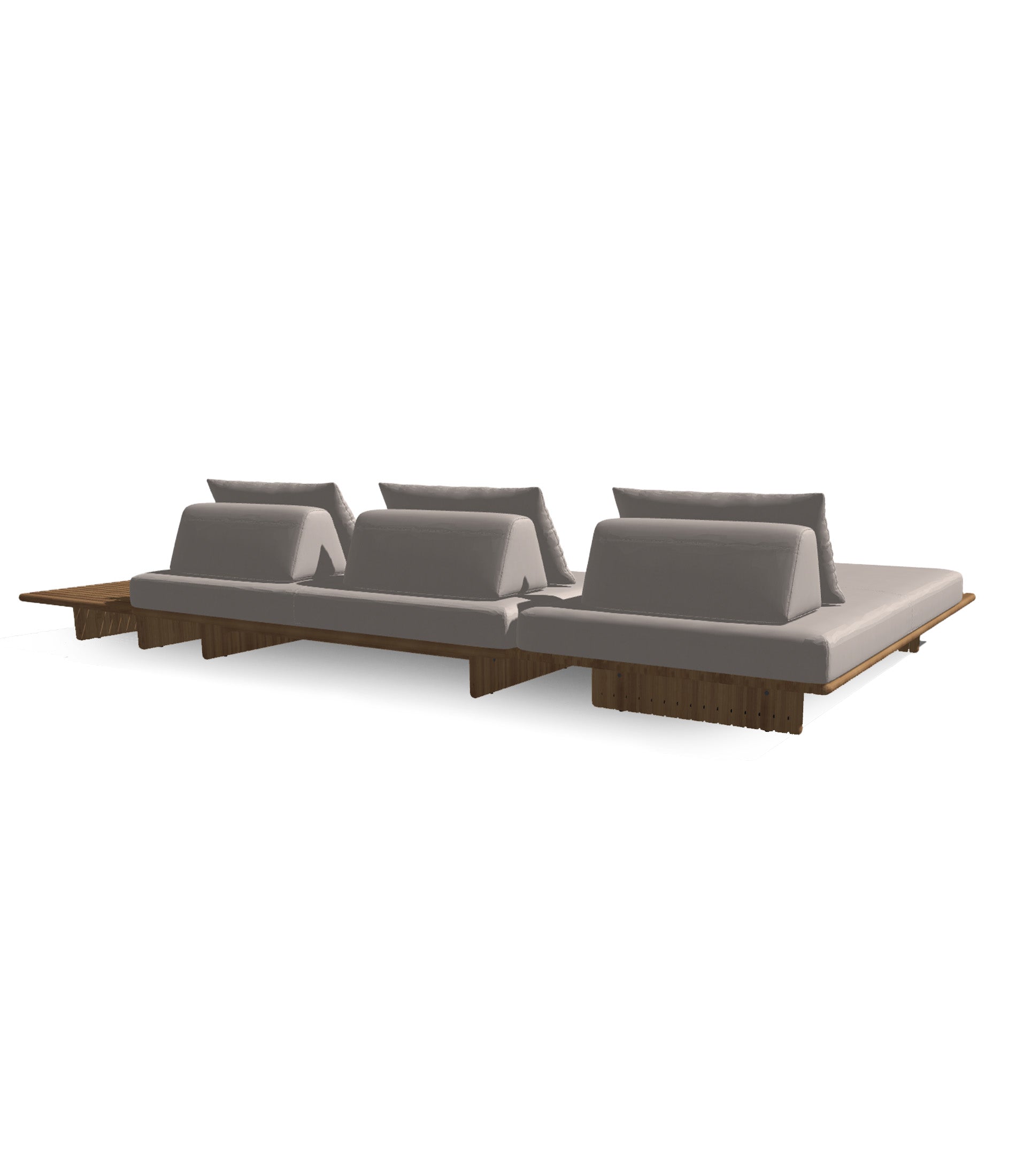 Deck 3 Piece Sectional With Teak Coffee Table Configuration