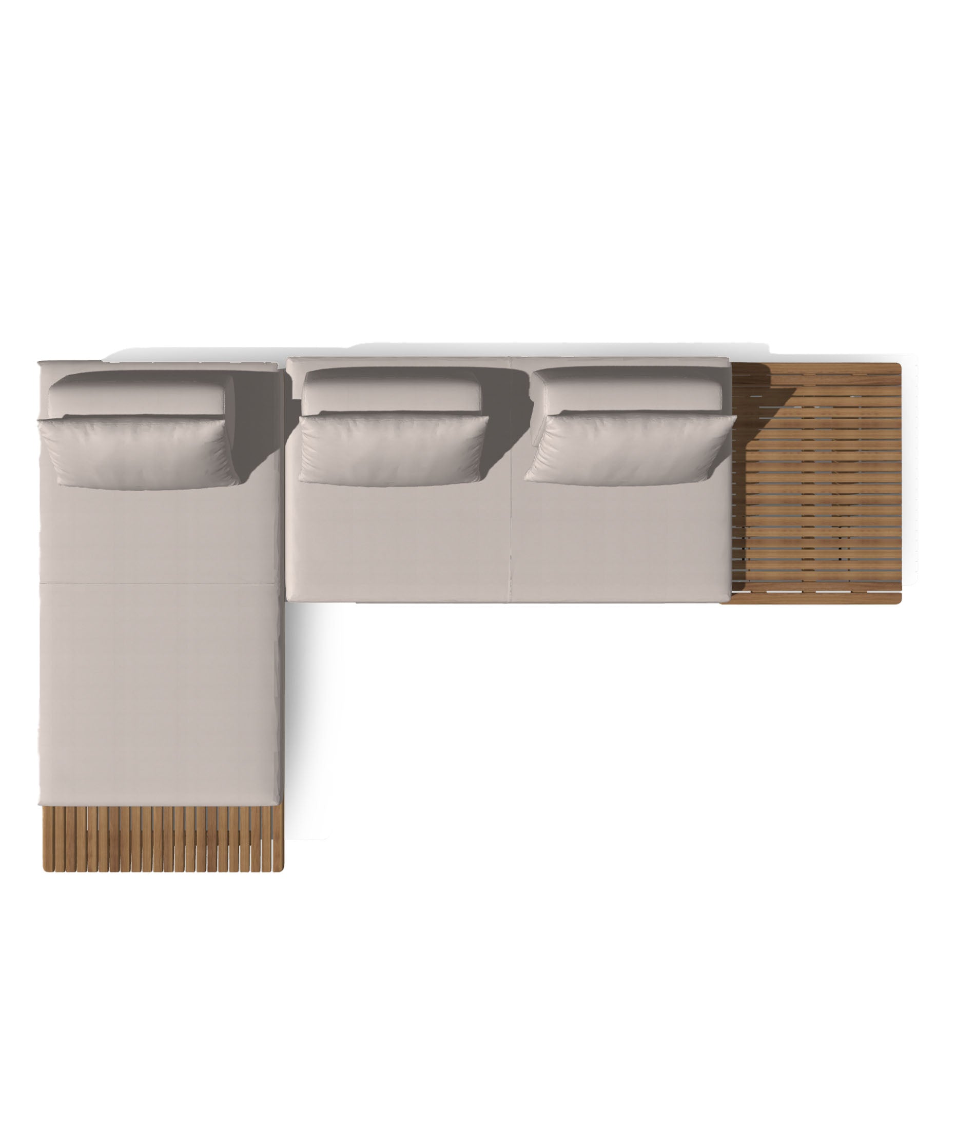 Deck 3 Piece Sectional With Teak Coffee Table Configuration