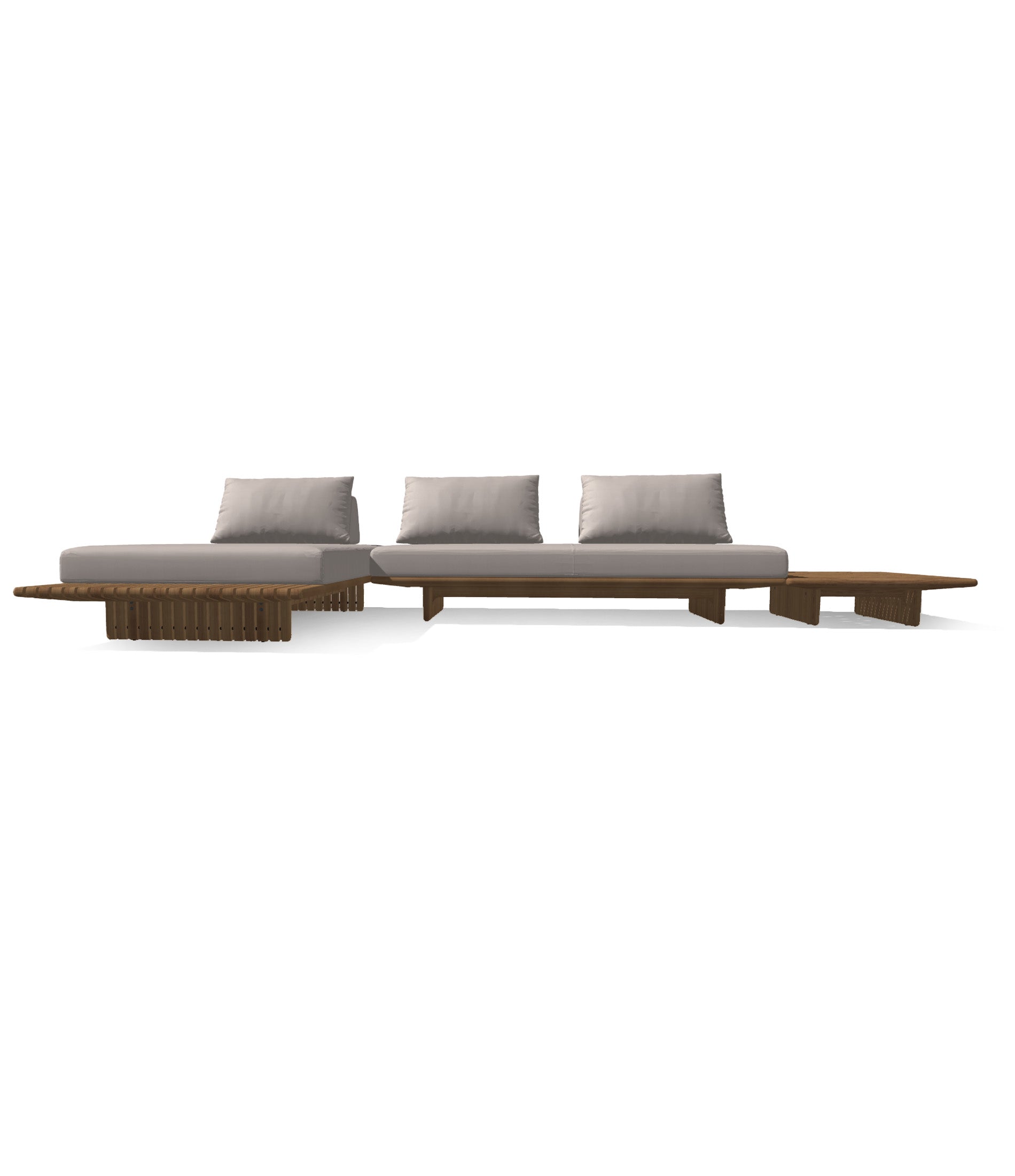 Deck 3 Piece Sectional With Teak Coffee Table Configuration
