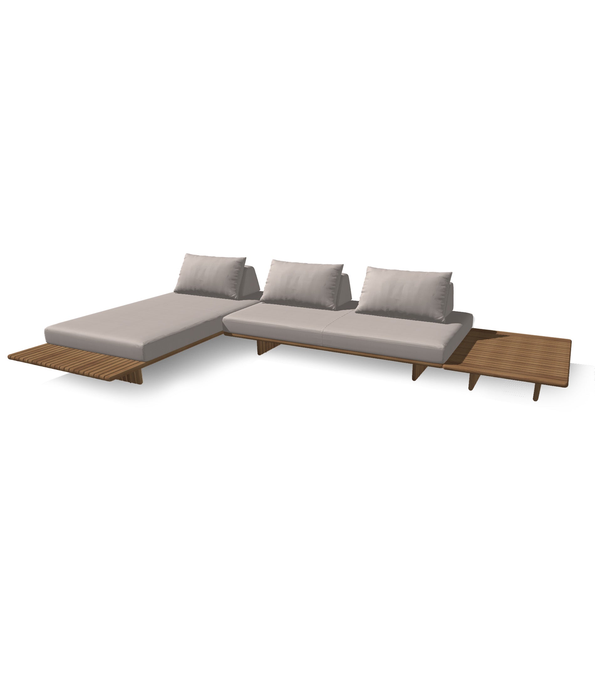 Deck 3 Piece Sectional With Teak Coffee Table Configuration