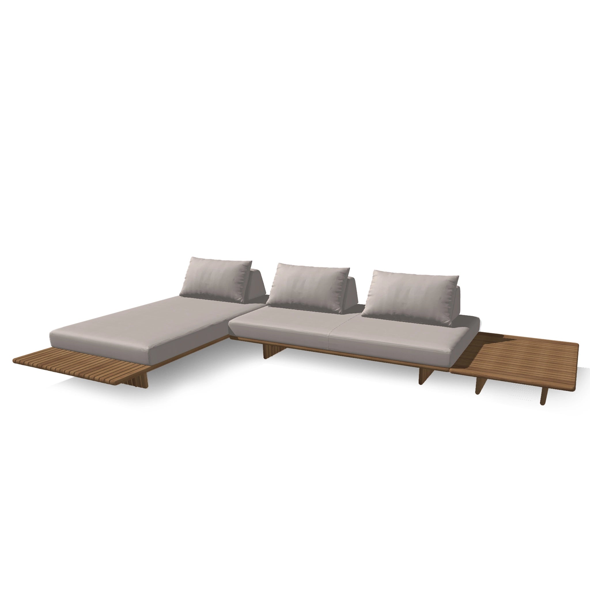 Deck 3 Piece Sectional With Teak Coffee Table Configuration