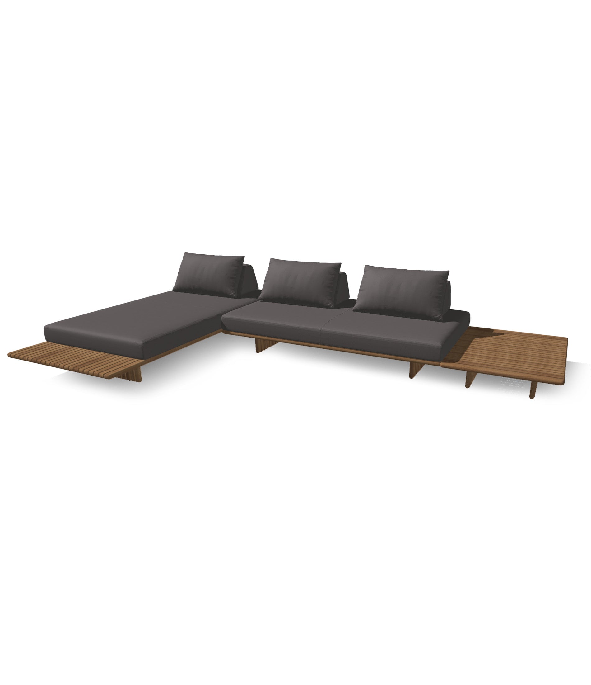Deck 3 Piece Sectional With Teak Coffee Table Configuration
