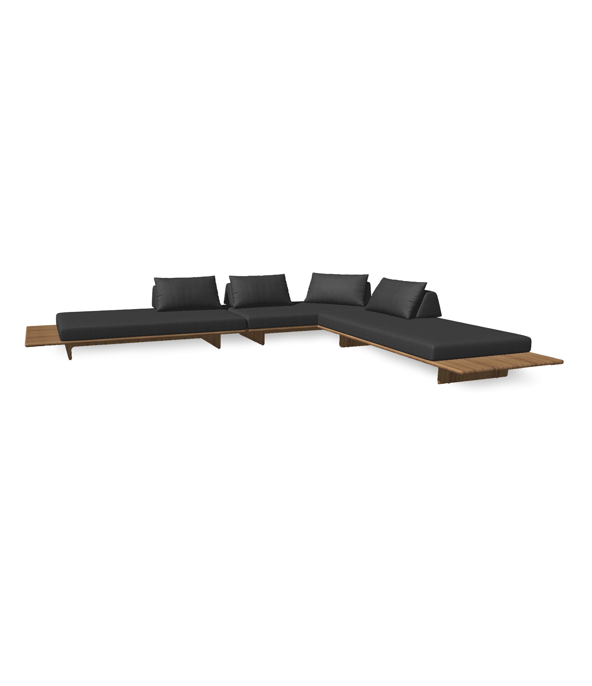 Deck 3 Piece Sectional With Teak End Configuration