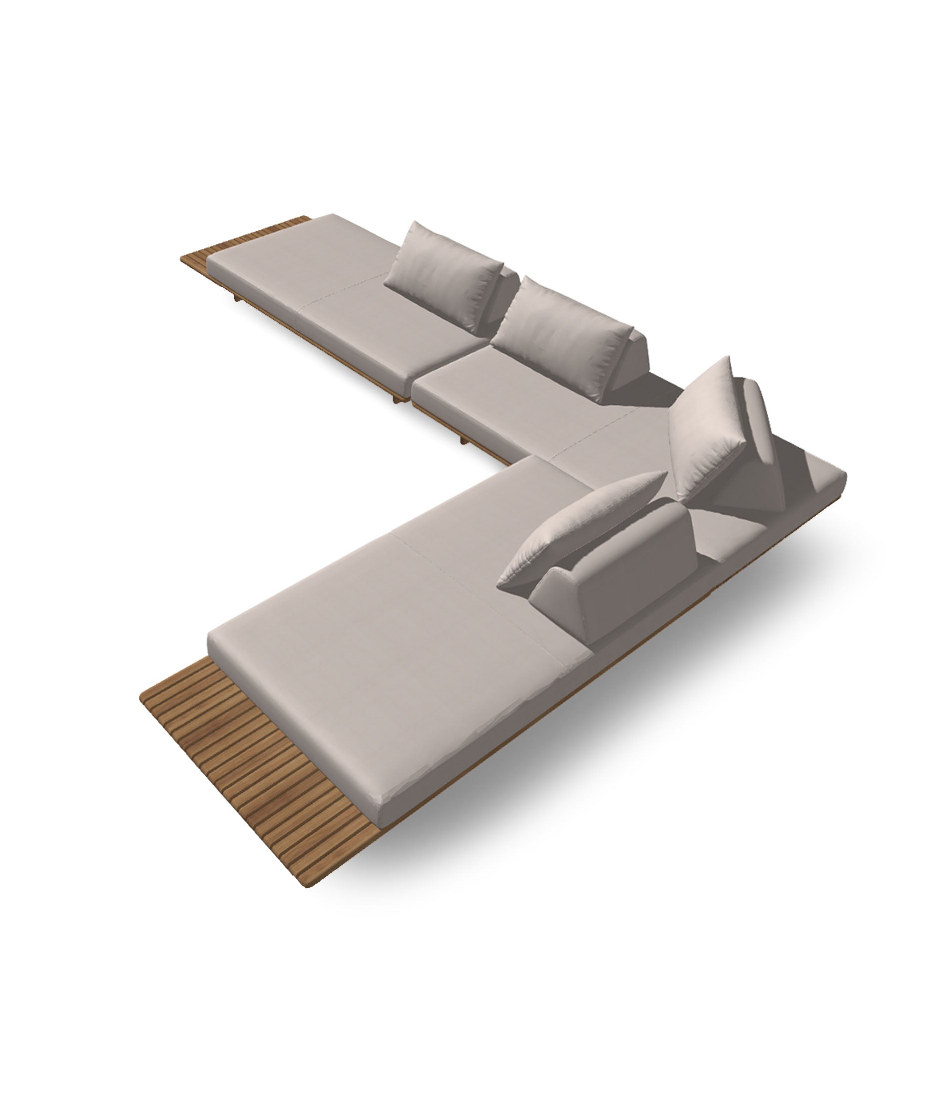 Deck 3 Piece Sectional With Teak End Configuration