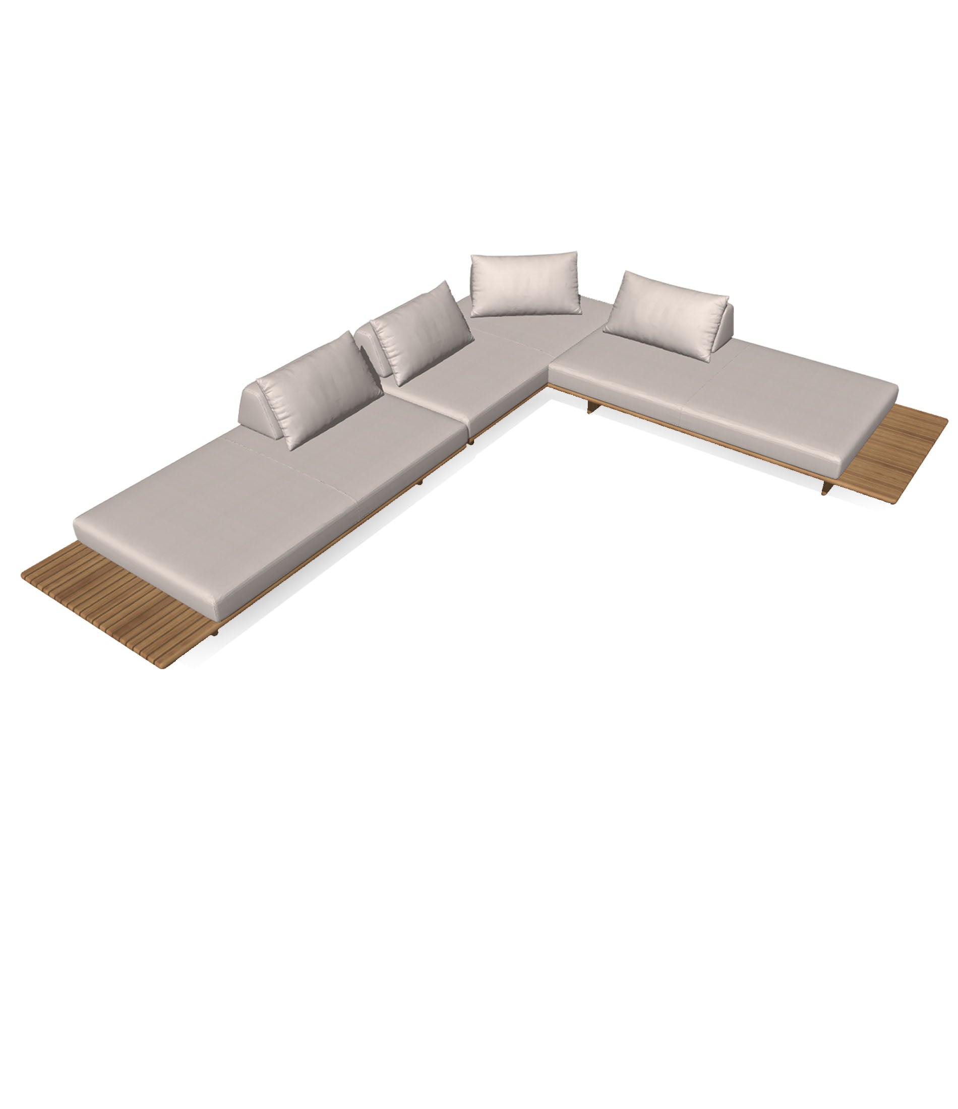 Deck 3 Piece Sectional With Teak End Configuration