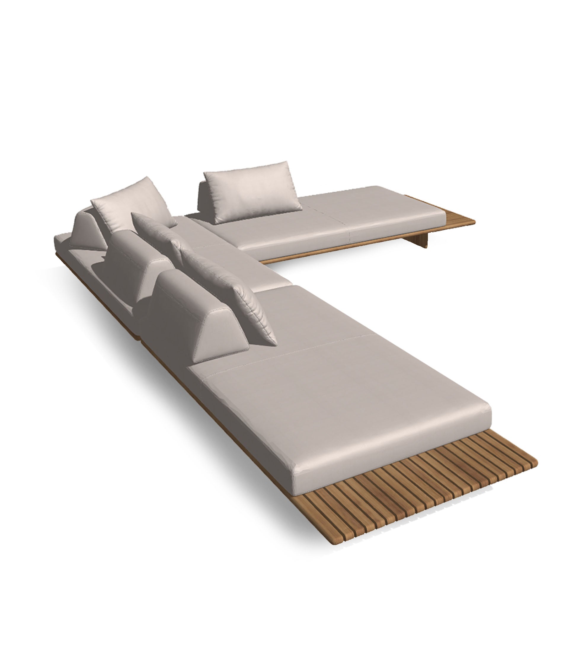 Deck 3 Piece Sectional With Teak End Configuration