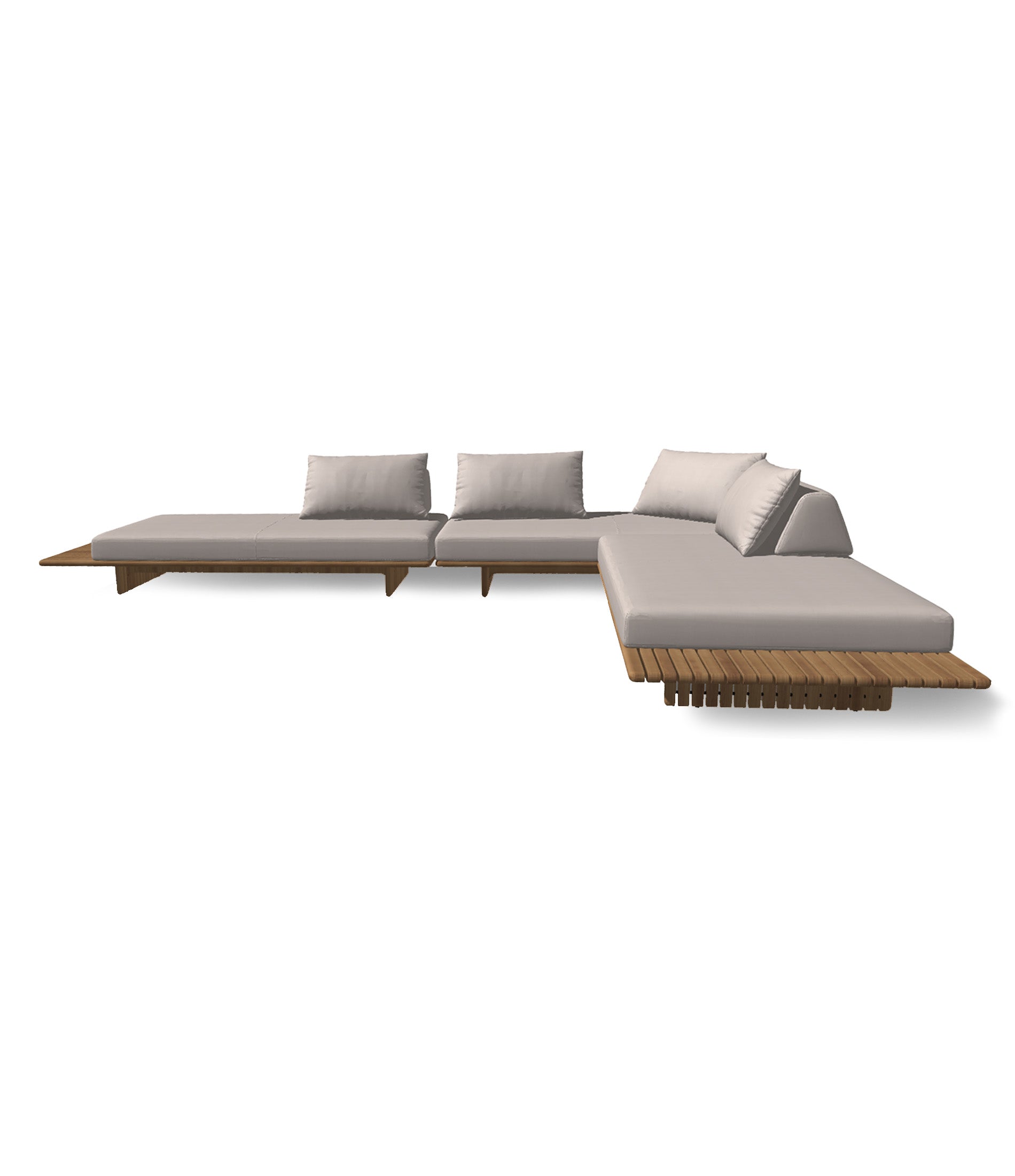 Deck 3 Piece Sectional With Teak End Configuration
