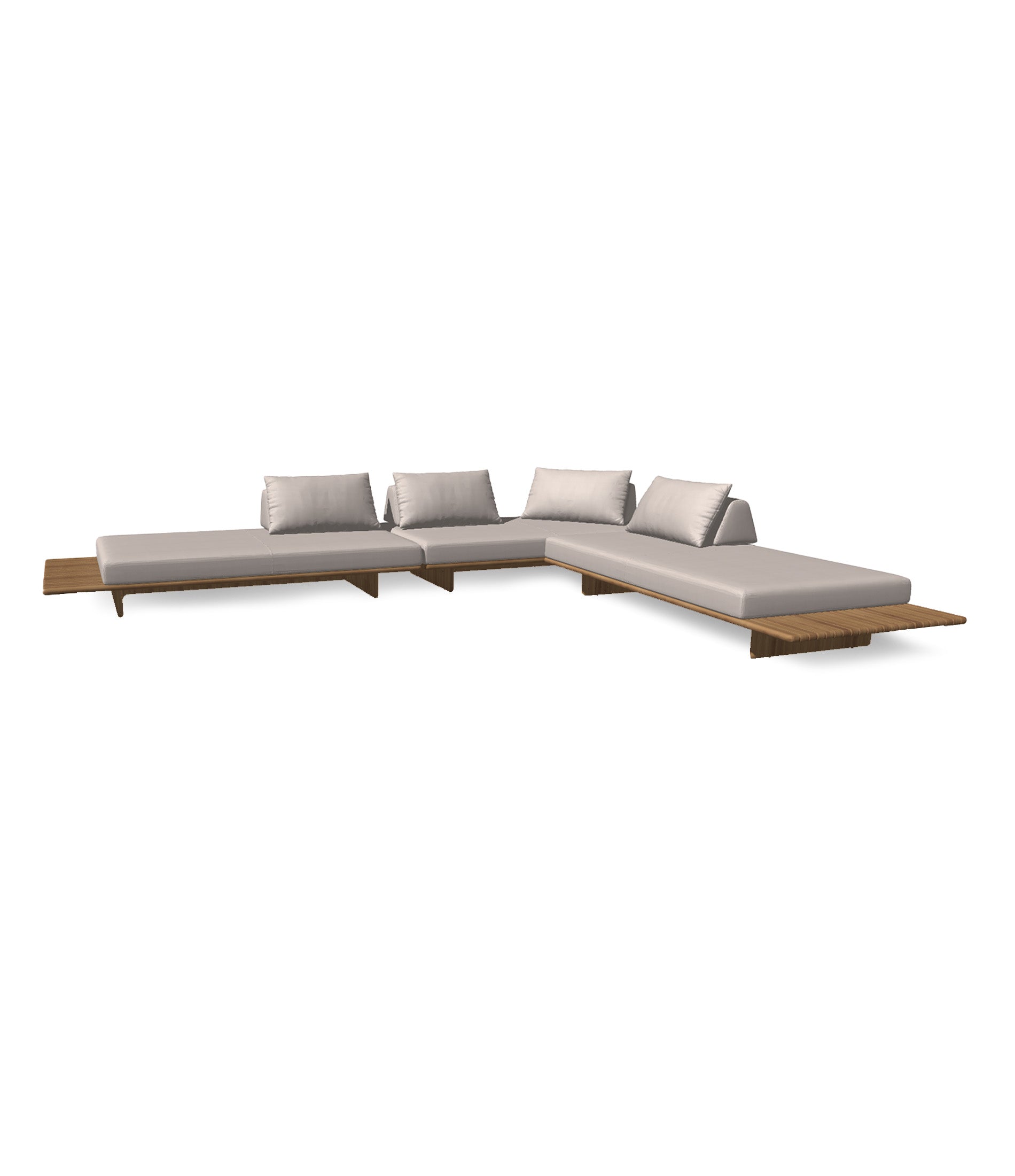 Deck 3 Piece Sectional With Teak End Configuration