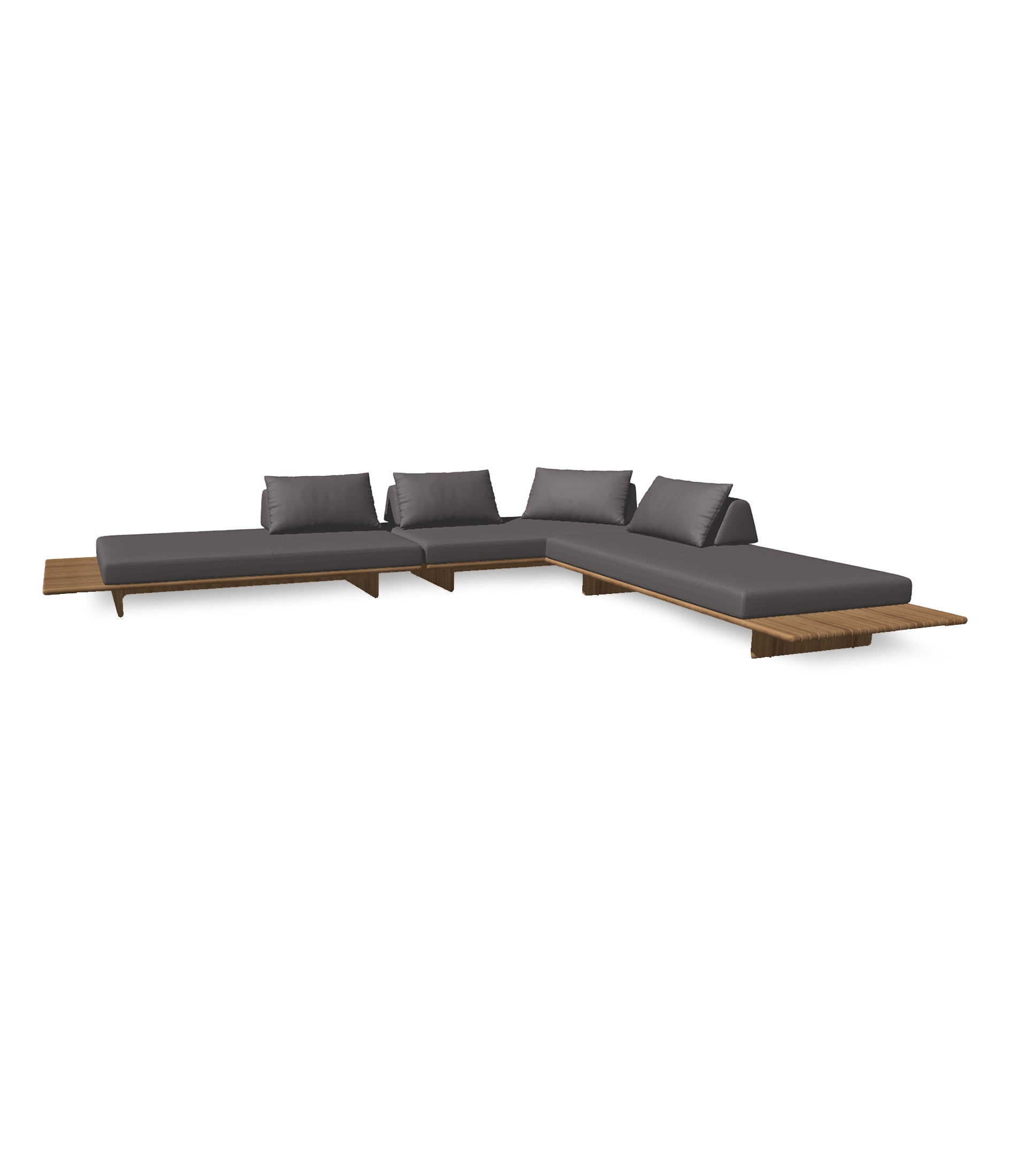Deck 3 Piece Sectional With Teak End Configuration