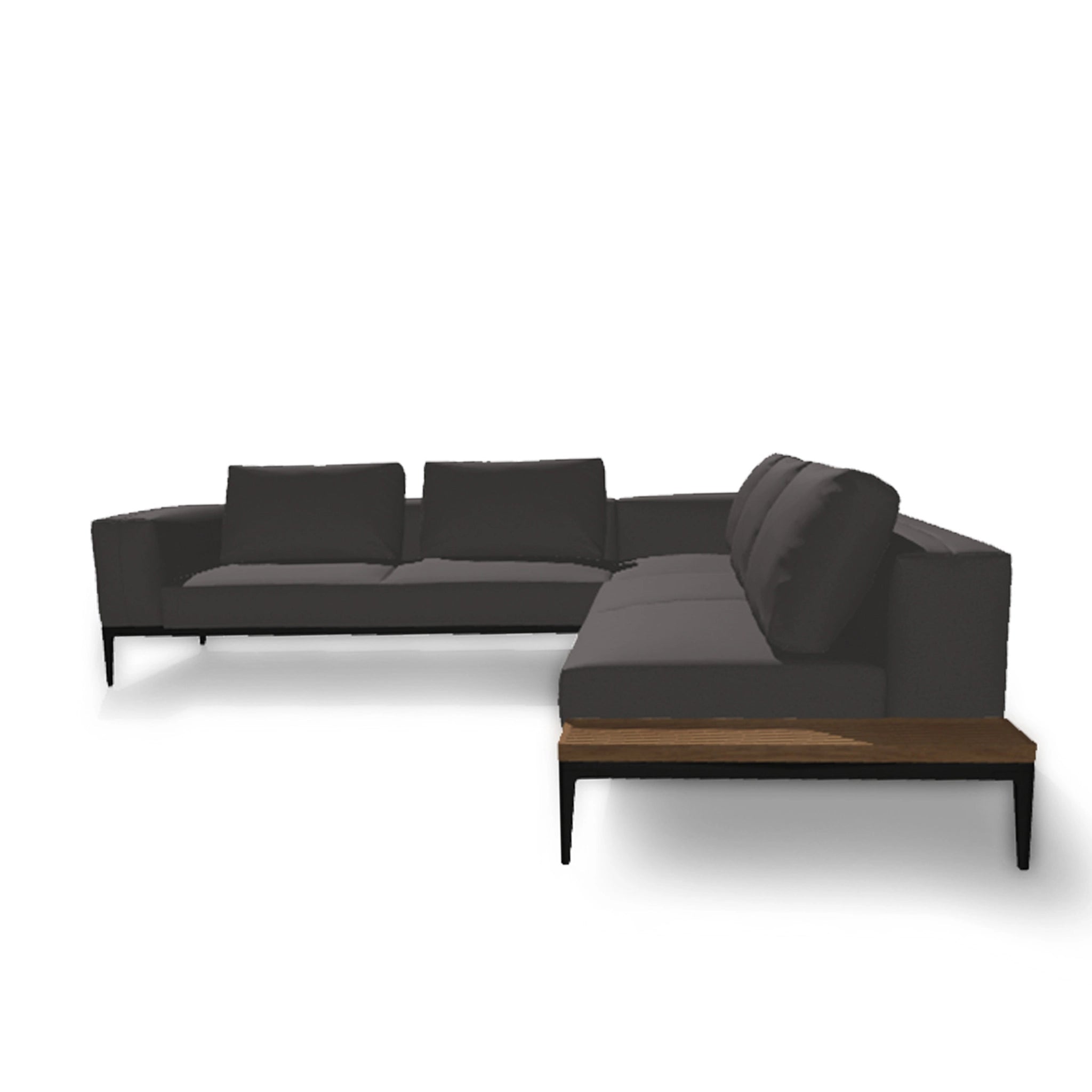 Grid 3 Piece Sectional With Teak End Table Configuration