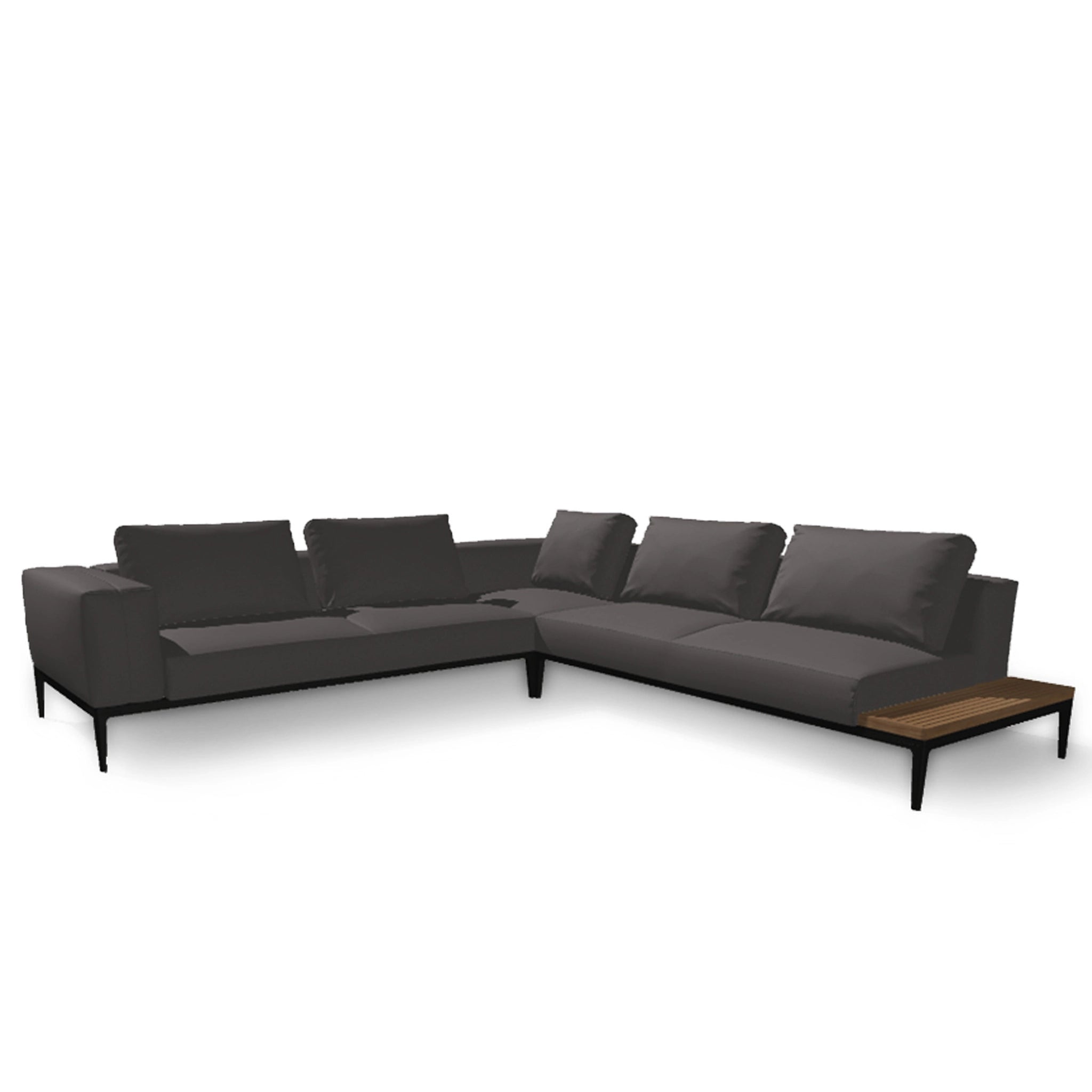 Grid 3 Piece Sectional With Teak End Table Configuration