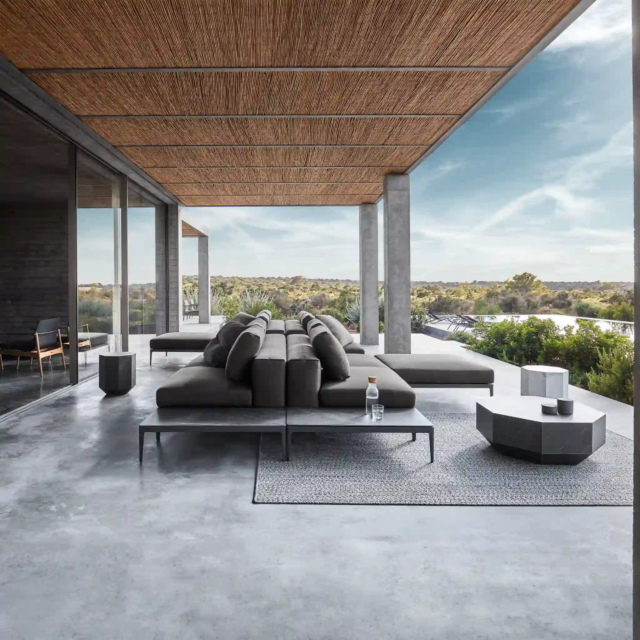 Grid Small Coffee Table - Teak Top