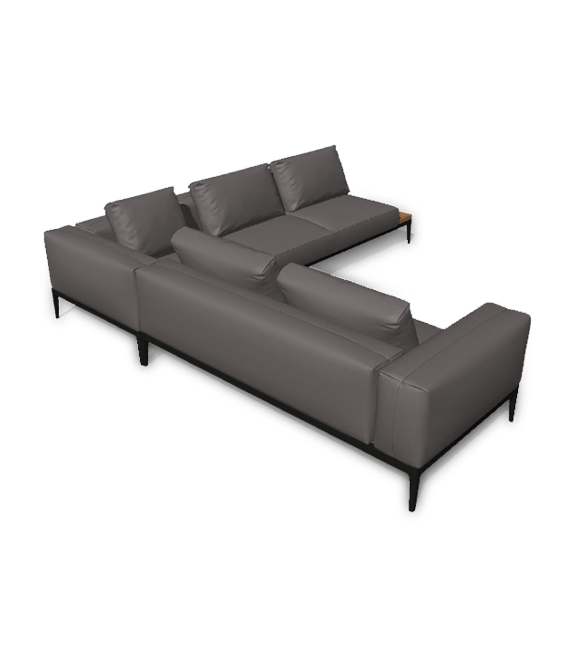Grid 3 Piece Sectional With Teak End Table Configuration