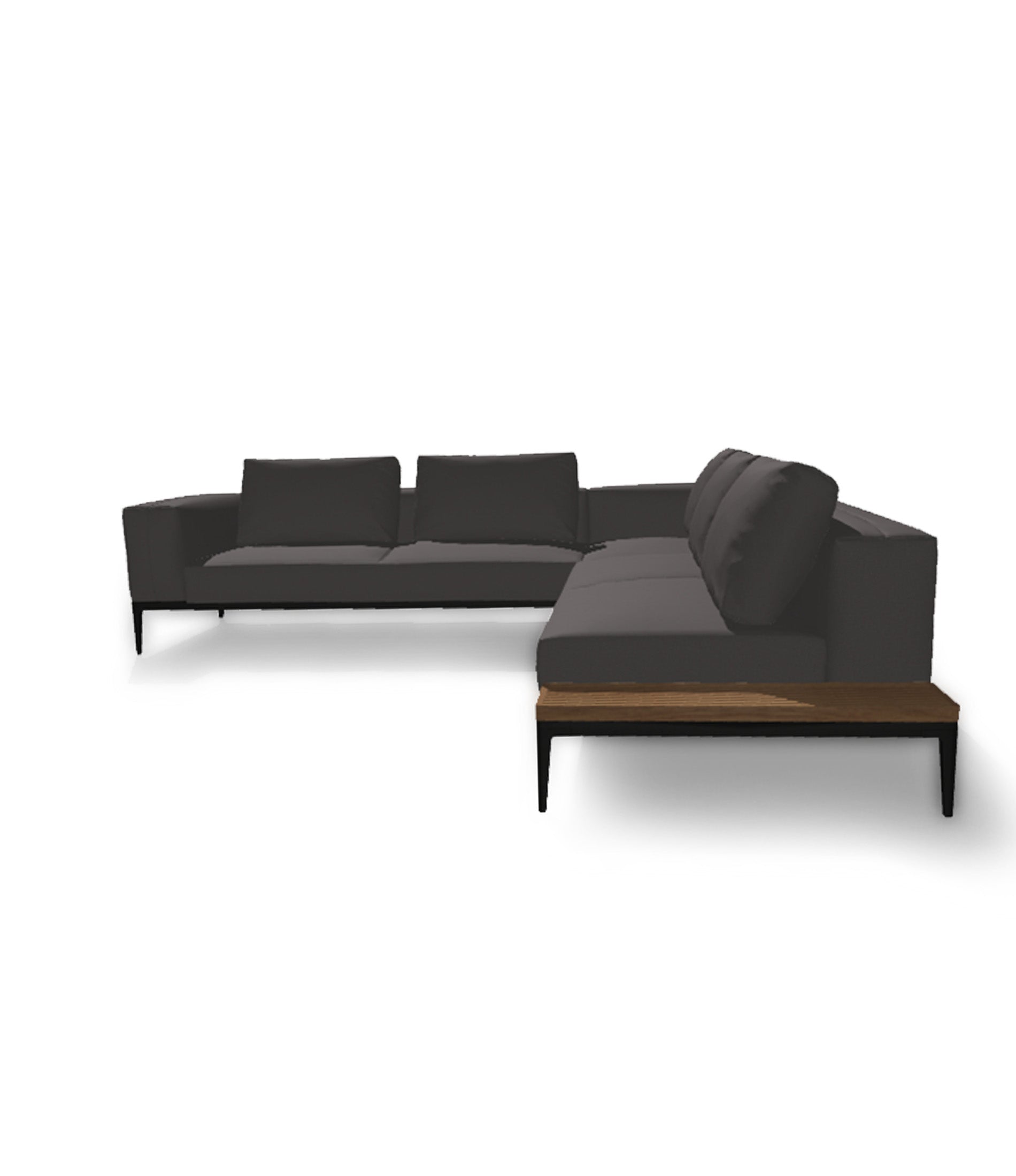 Grid 3 Piece Sectional With Teak End Table Configuration