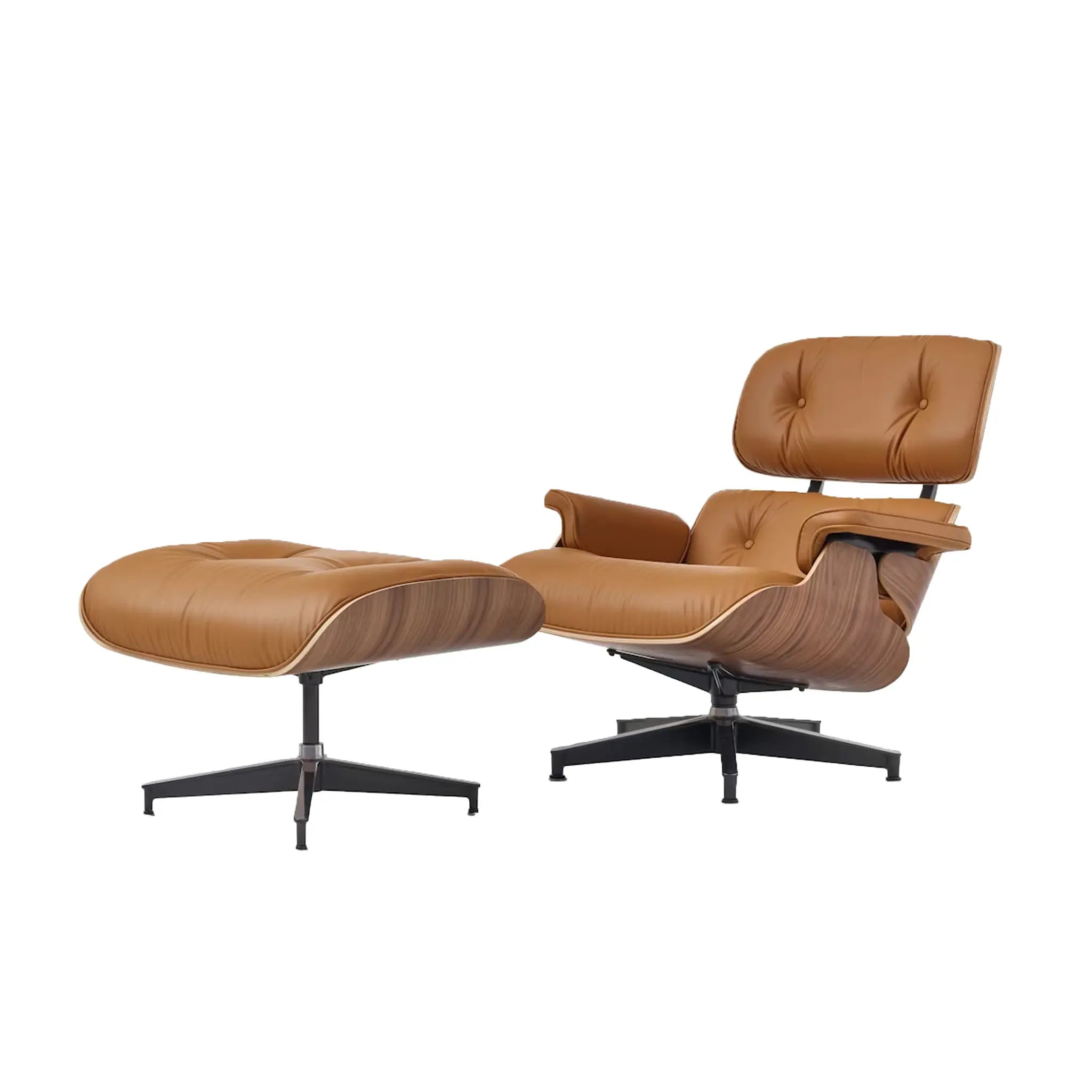 Eames® Lounge Leather Chair and Ottoman - Classic Size - Plant Based Leather