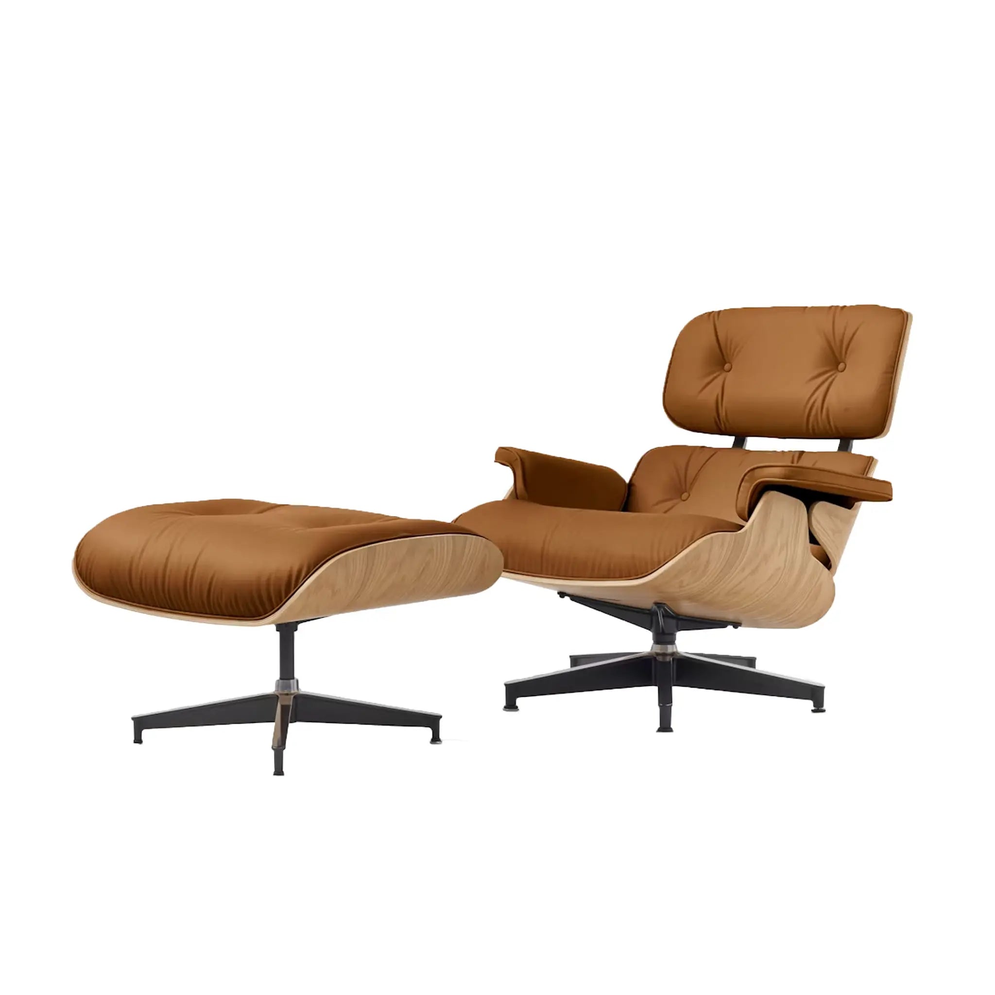 Eames® Lounge Leather Chair and Ottoman - Classic Size - Plant Based Leather