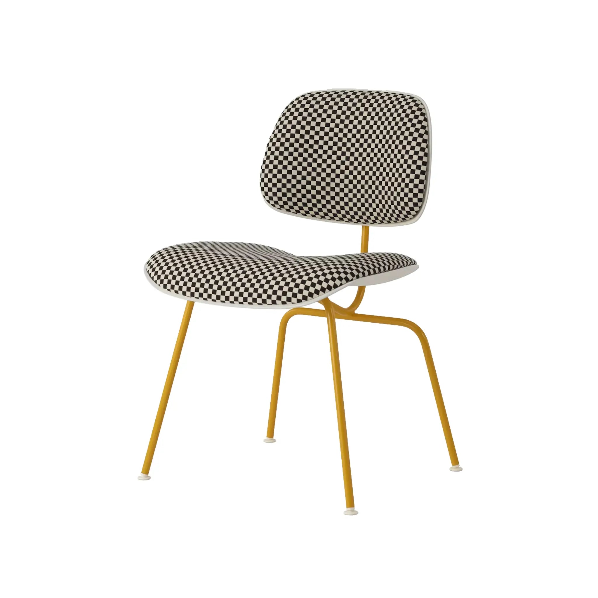 Eames® 塑料模压餐椅,金属底座 - 带软垫