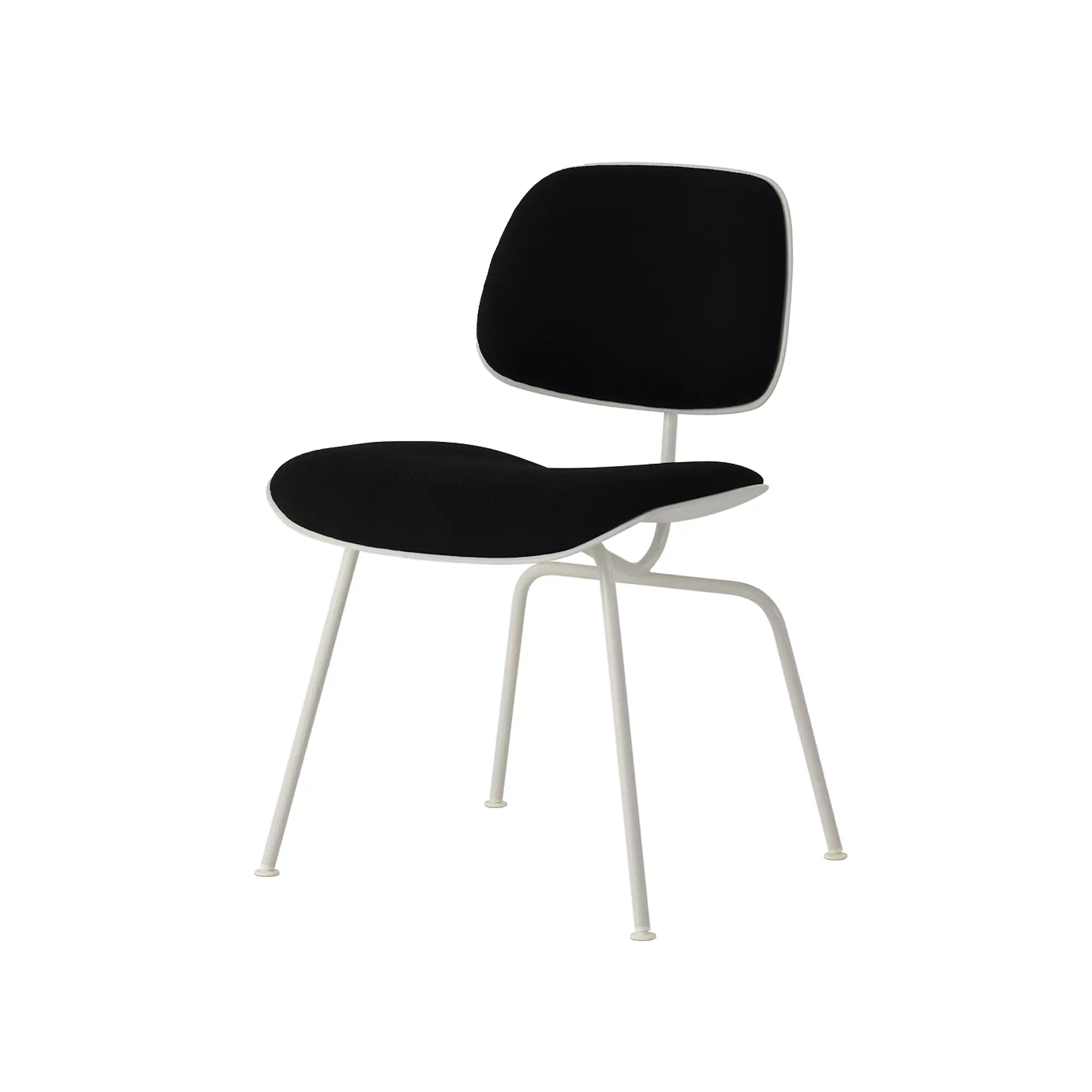 Eames® 塑料模压餐椅,金属底座 - 带软垫