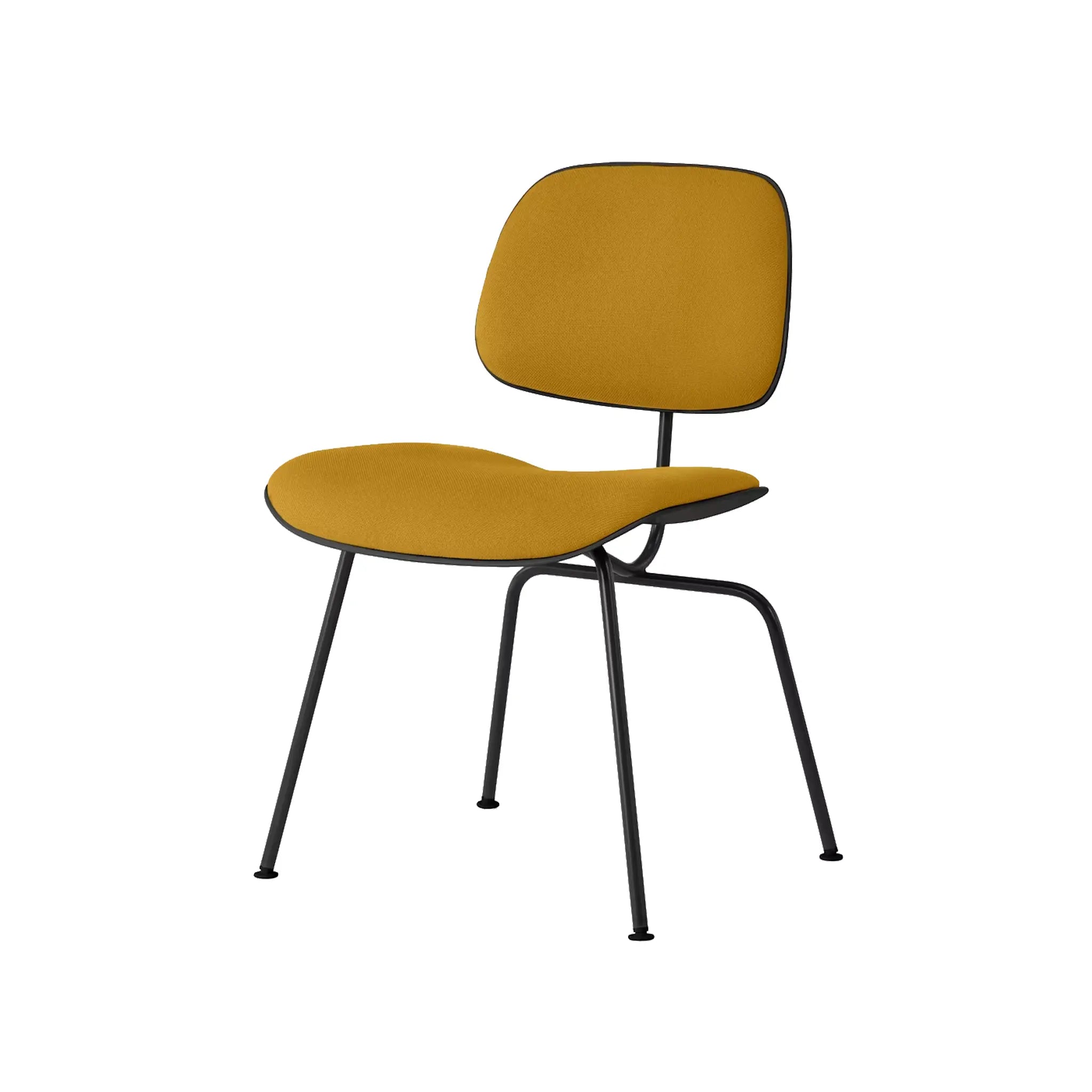 Eames® 塑料模压餐椅,金属底座 - 带软垫