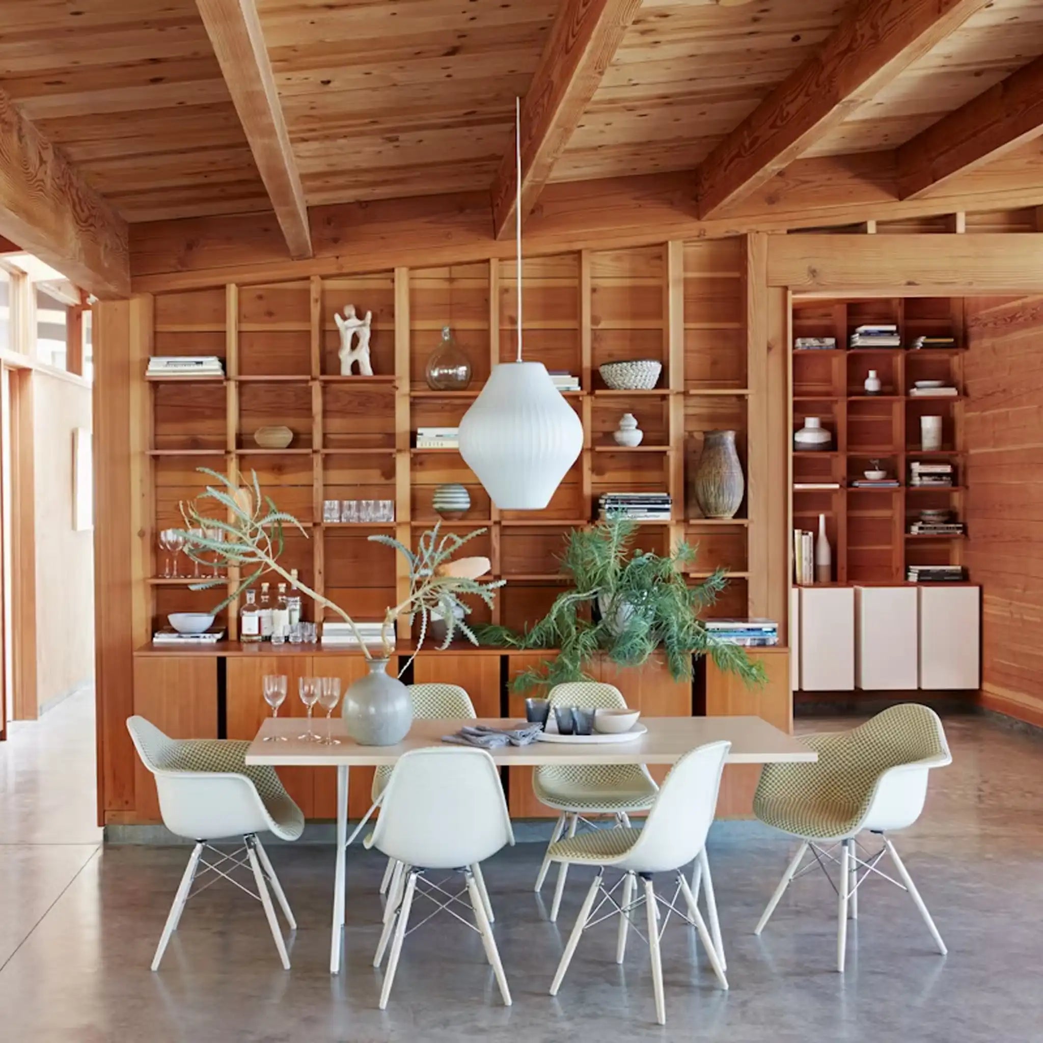 Eames® Molded Plastic Side Chair, White Ash Dowel Base - Upholstered