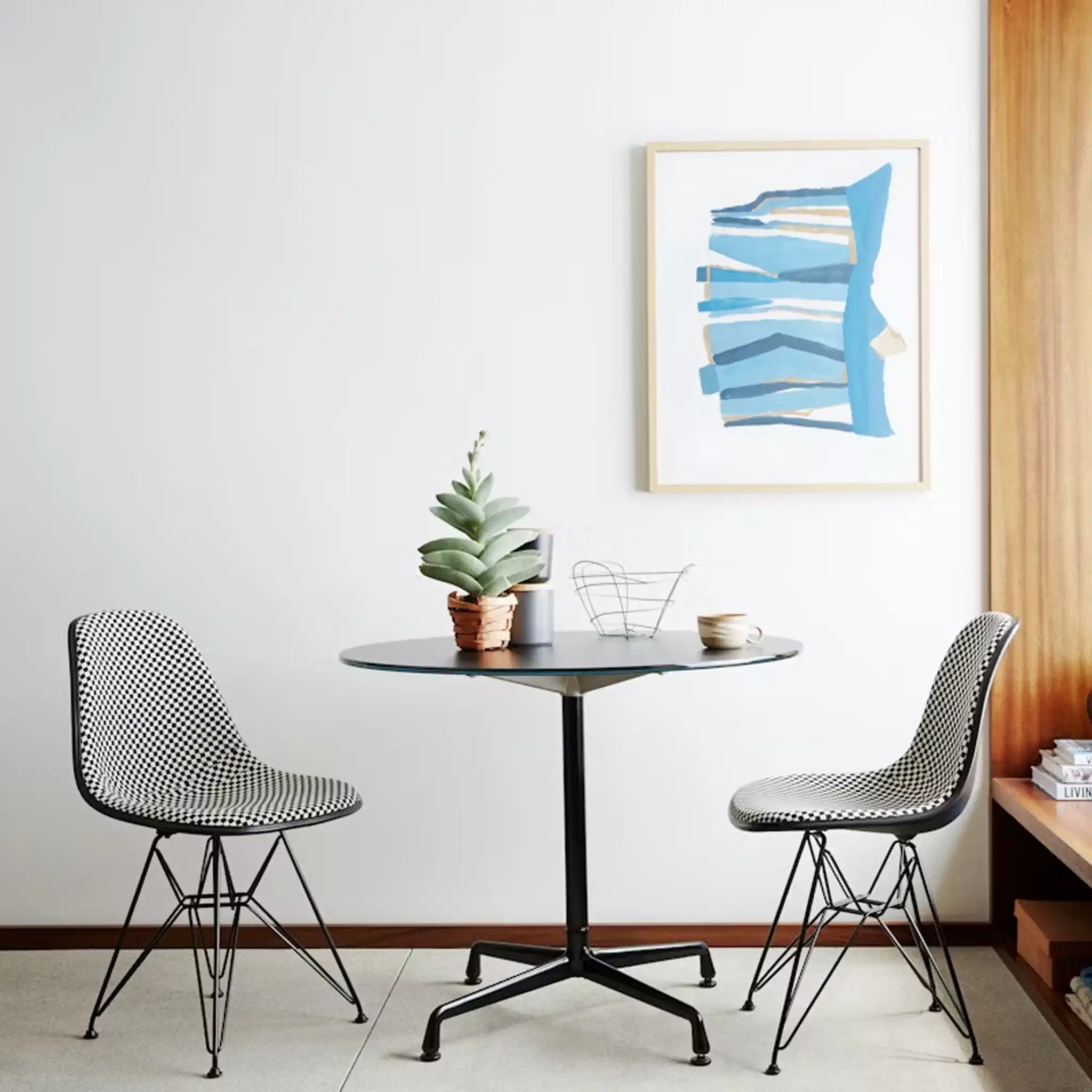 Eames® Molded Plastic Side Chair, Ebony Dowel Base - Upholstered