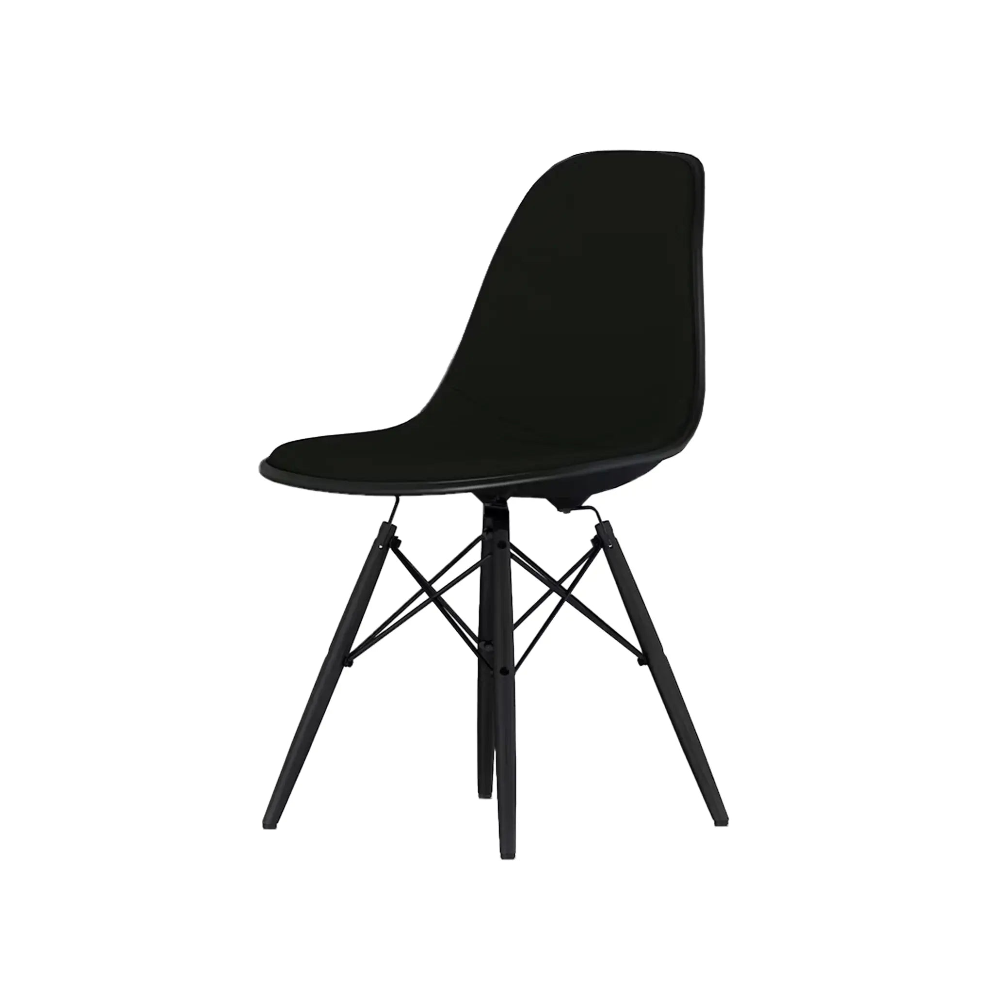 Eames® Molded Plastic Side Chair, Ebony Dowel Base - Upholstered