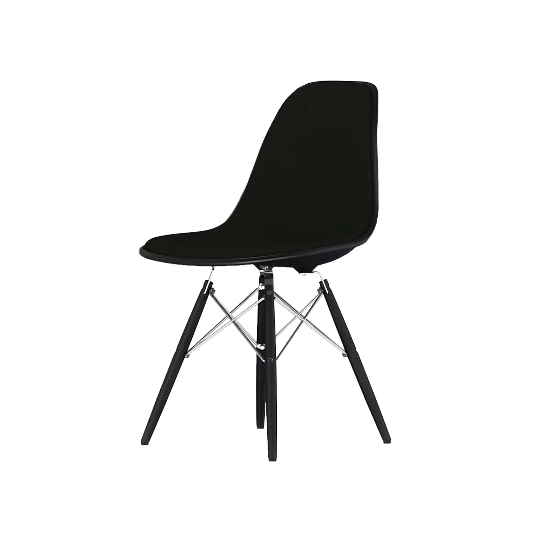 Eames® Molded Plastic Side Chair, Ebony Dowel Base - Upholstered