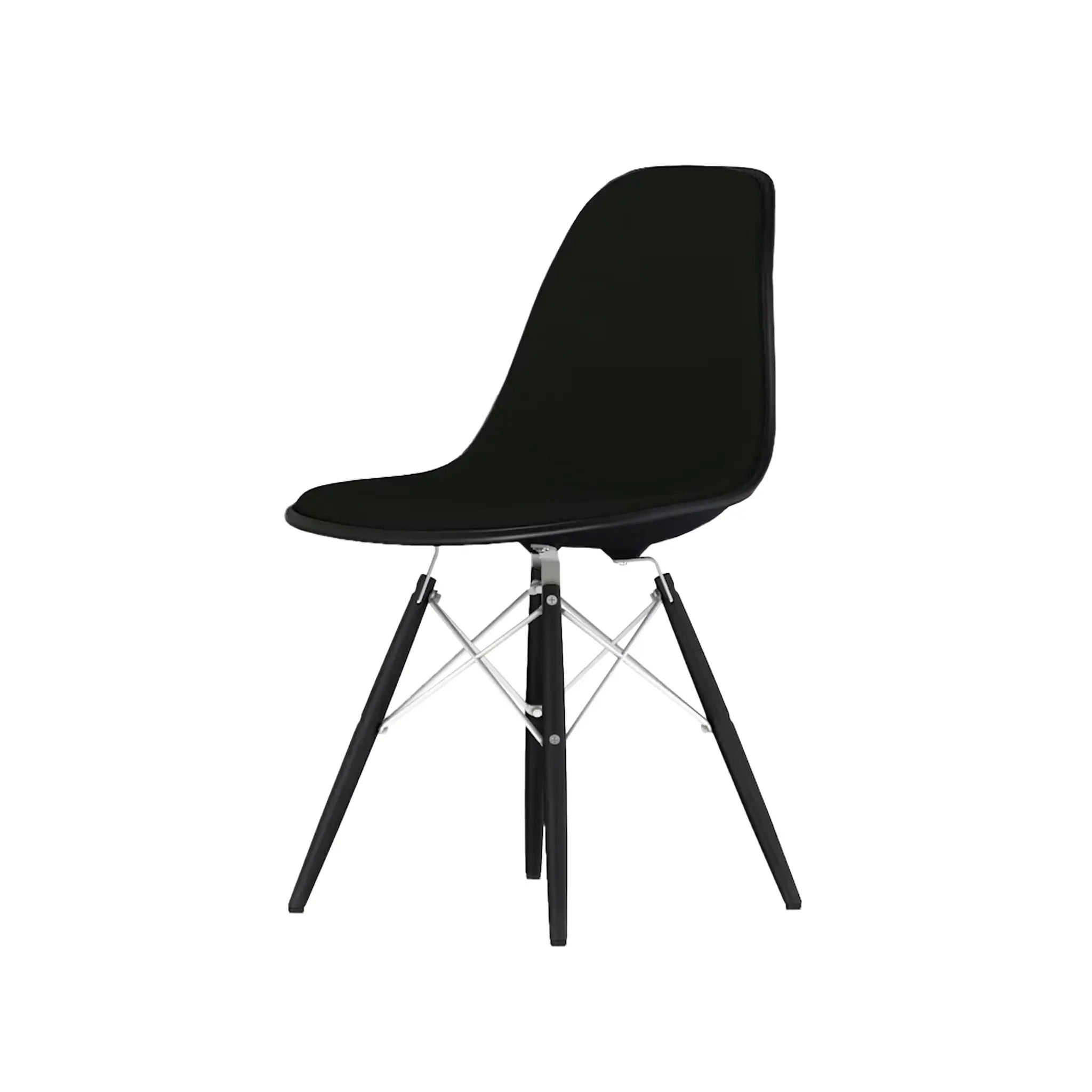 Eames® Molded Plastic Side Chair, Ebony Dowel Base - Upholstered