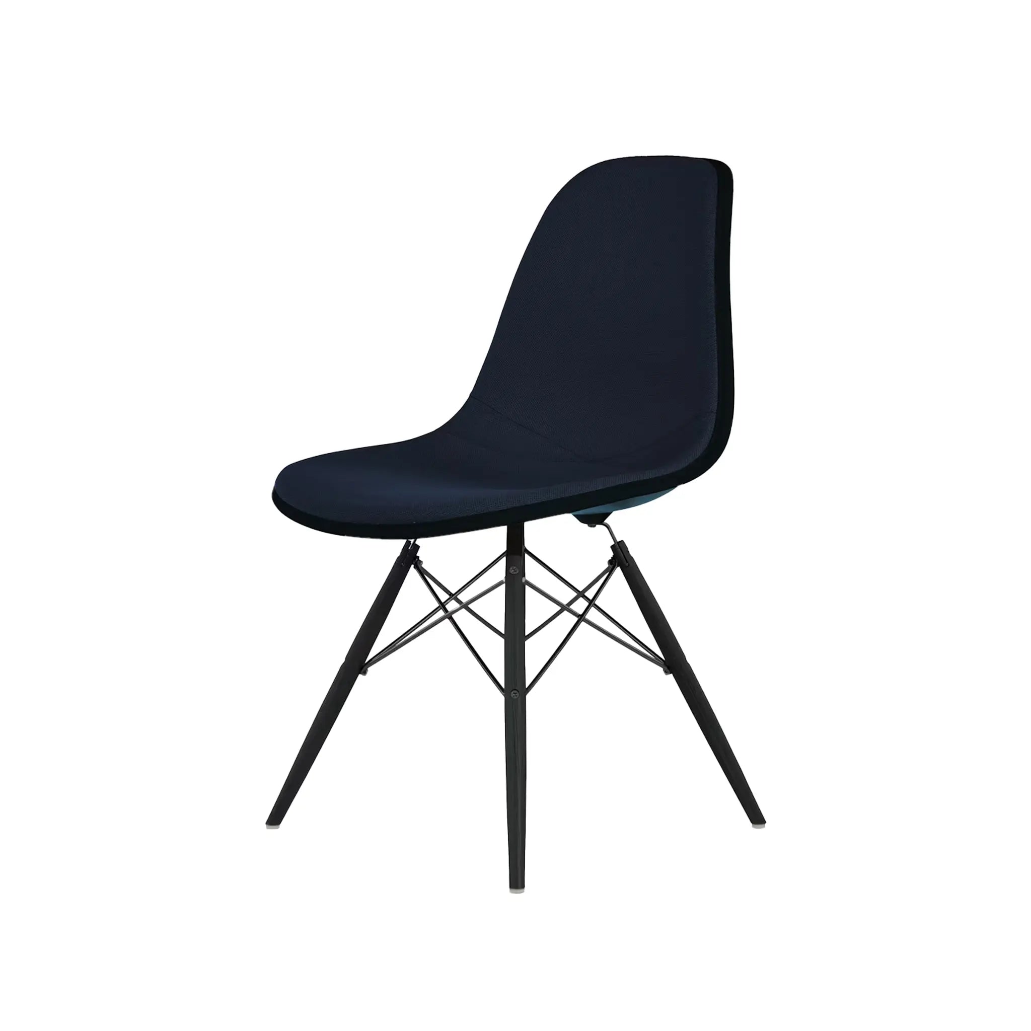 Eames® Molded Plastic Side Chair, Ebony Dowel Base - Upholstered