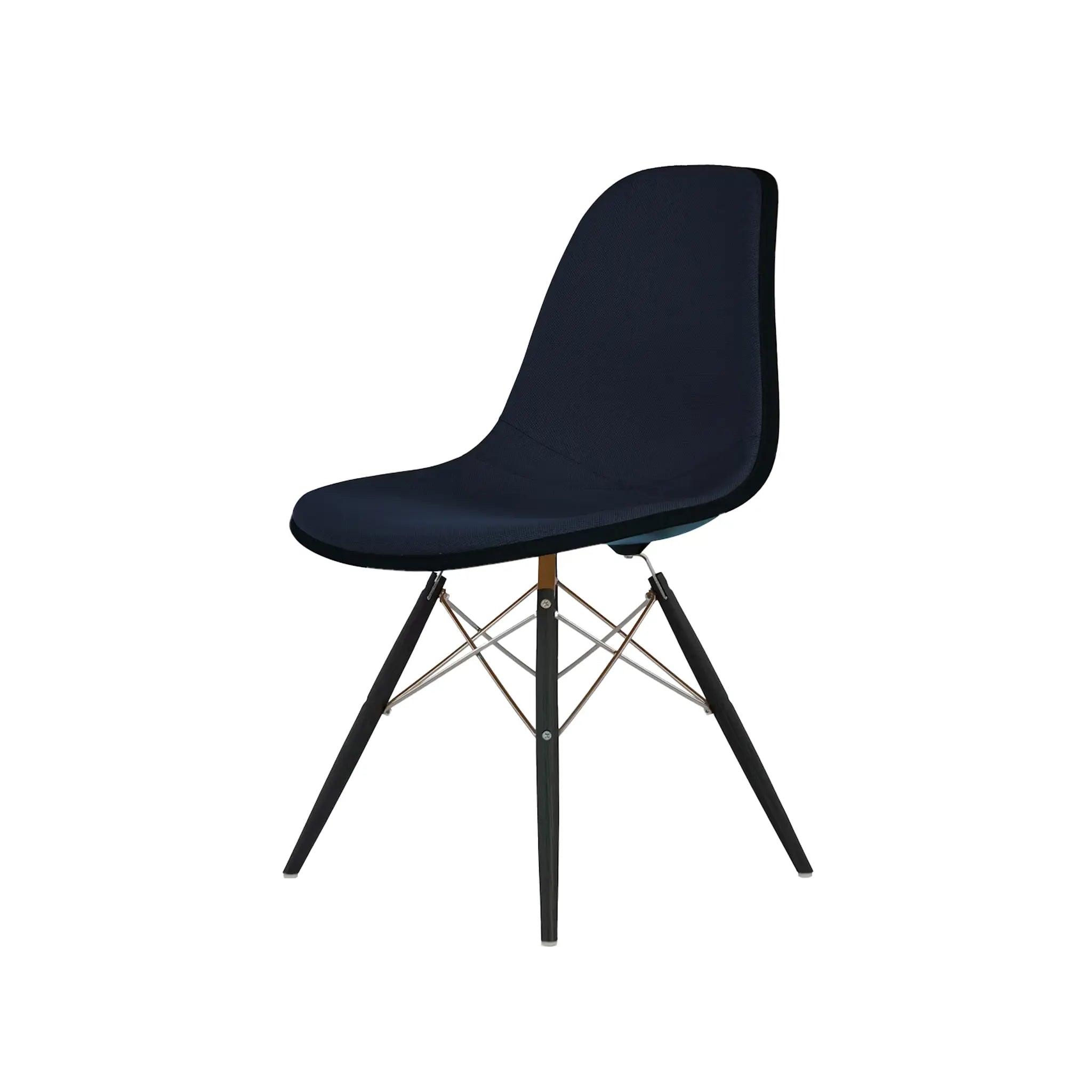 Eames® Molded Plastic Side Chair, Ebony Dowel Base - Upholstered