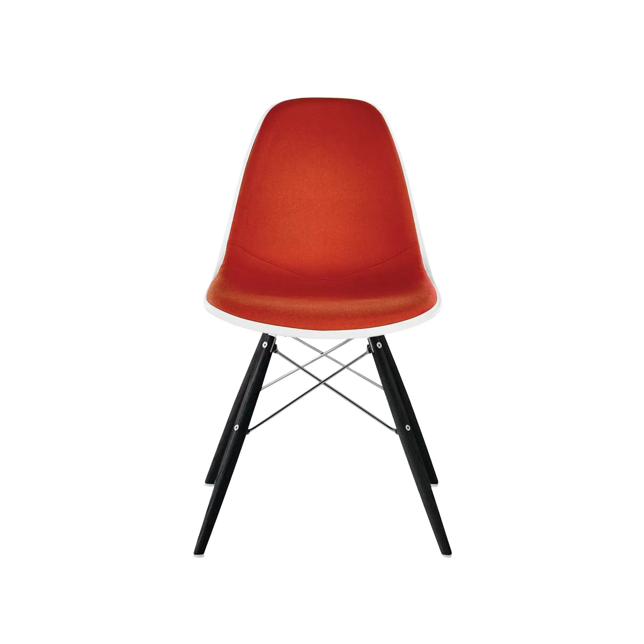 Eames® Molded Plastic Side Chair, Ebony Dowel Base - Upholstered