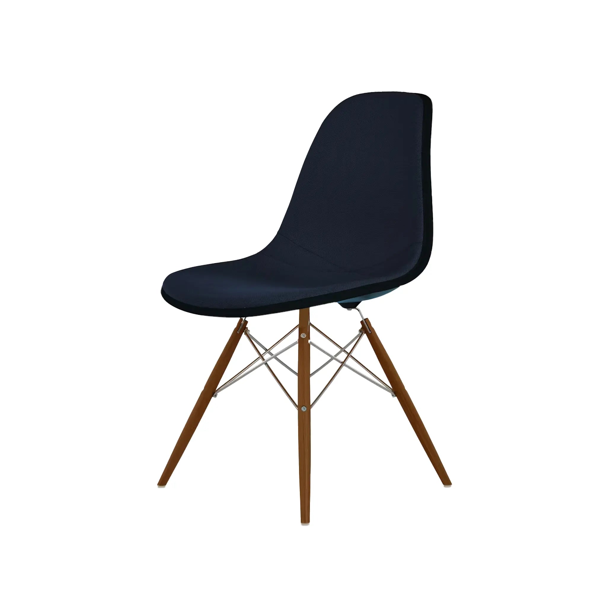 Eames® Molded Plastic Side Chair, Walnut Dowel Base - Upholstered