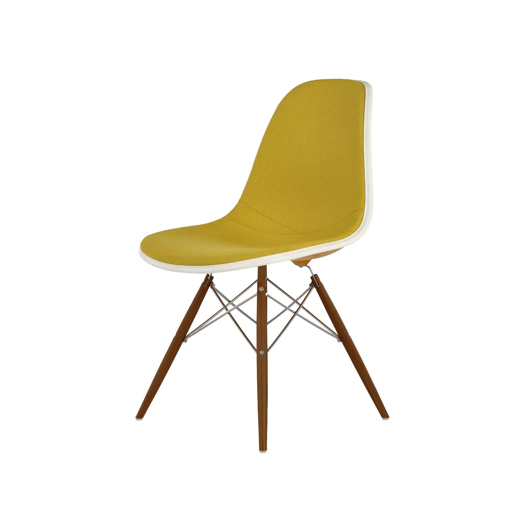 Eames® Molded Plastic Side Chair, Walnut Dowel Base - Upholstered