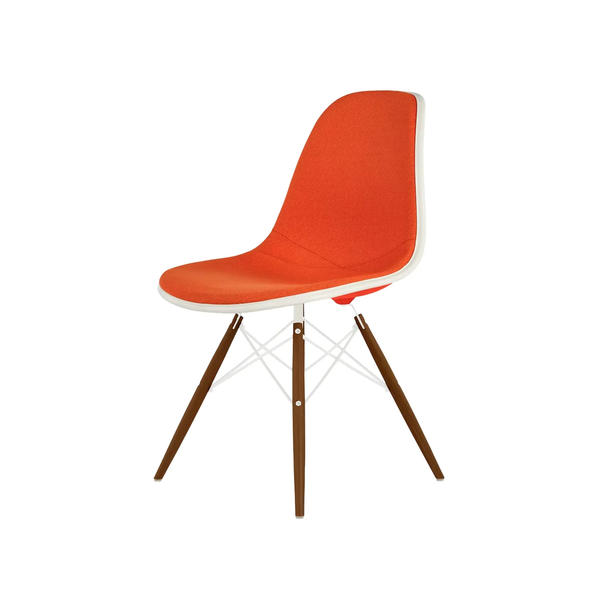 Eames® Molded Plastic Side Chair, Walnut Dowel Base - Upholstered