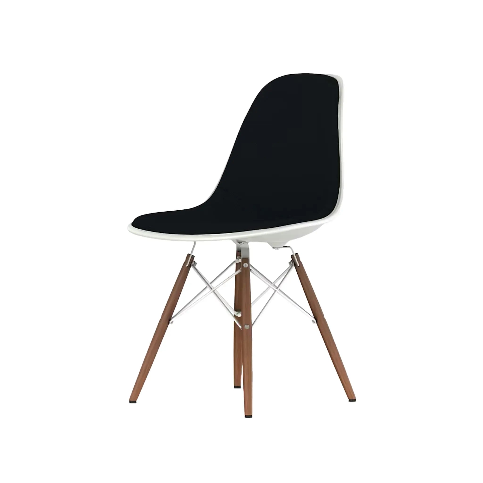Eames® Molded Plastic Side Chair, Walnut Dowel Base - Upholstered
